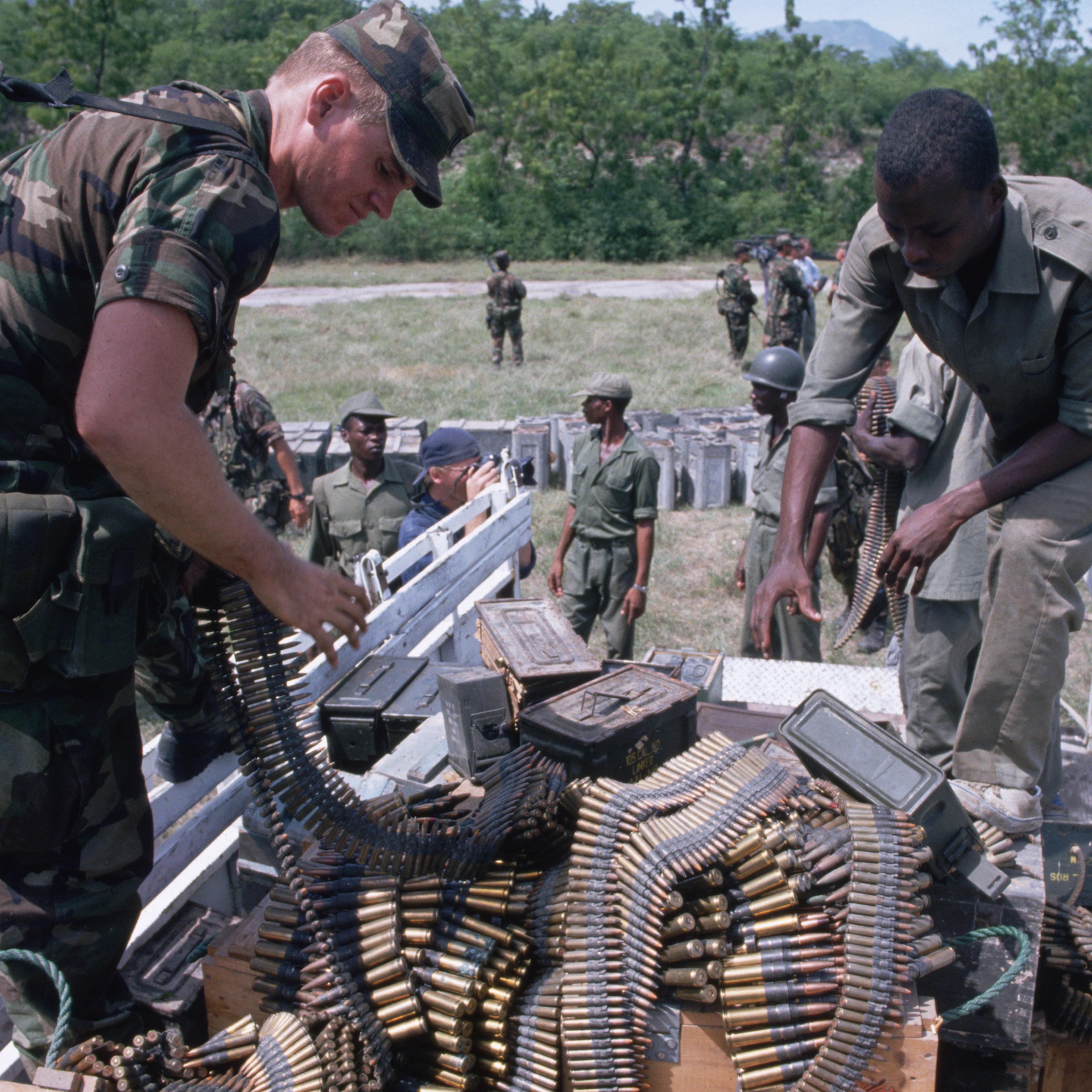 American and Haitian Soldiers with Ammunition