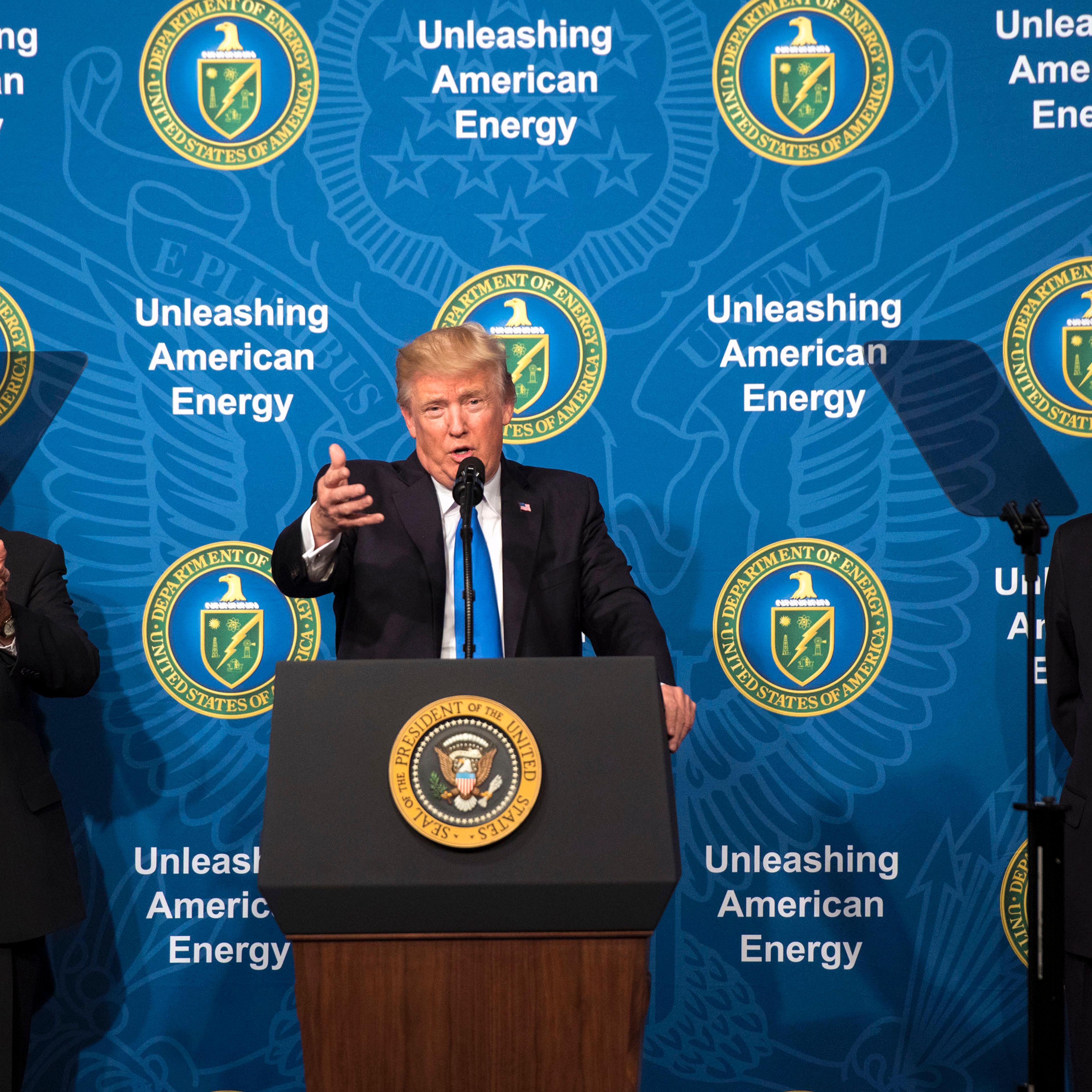President Donald Trump delivers remarks at the Energy Department in Washington, D.C.