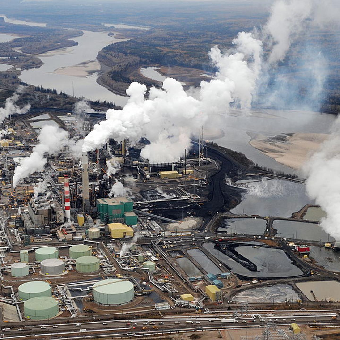 Aerial view of the Suncor oil sands extr