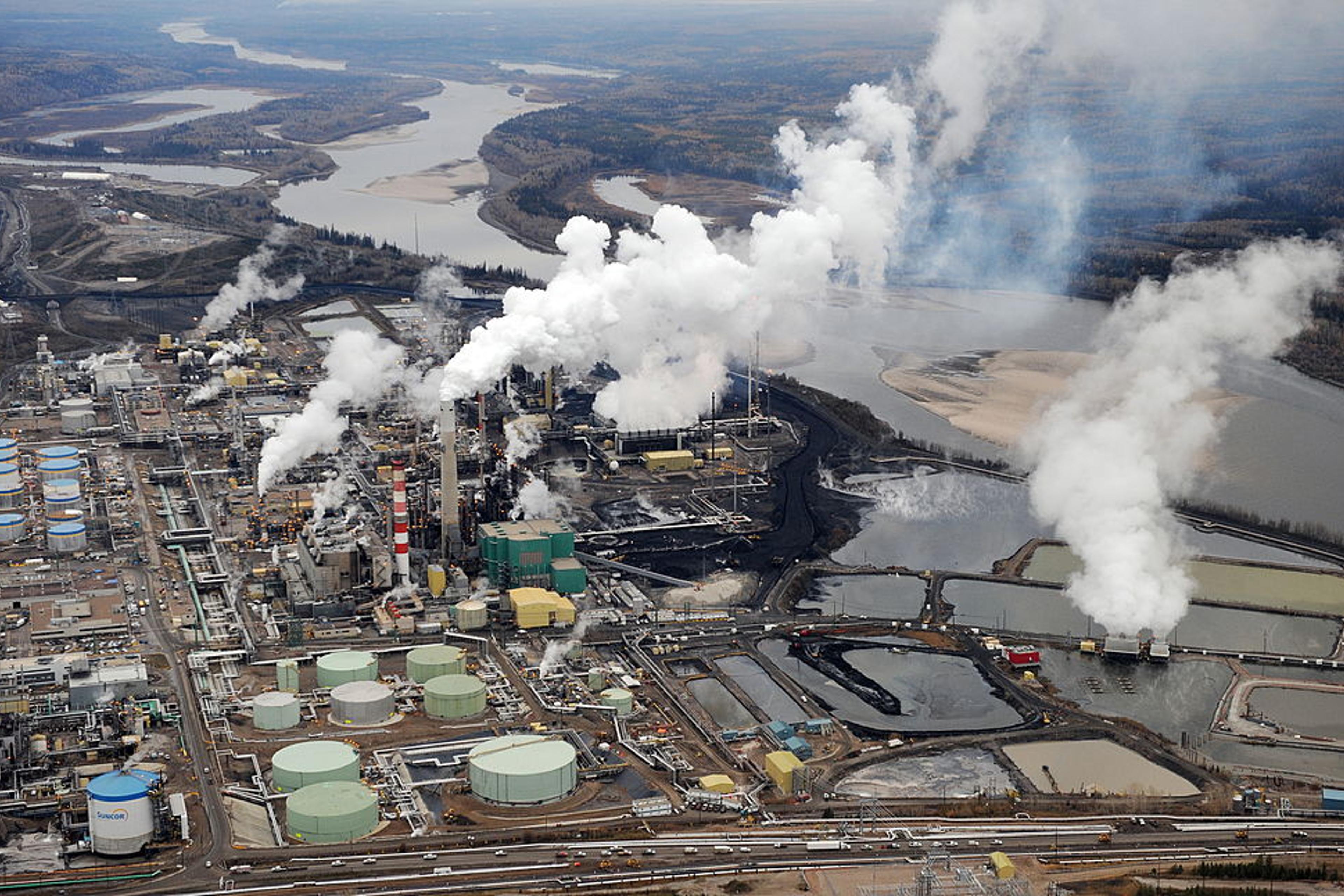 Aerial view of the Suncor oil sands extr