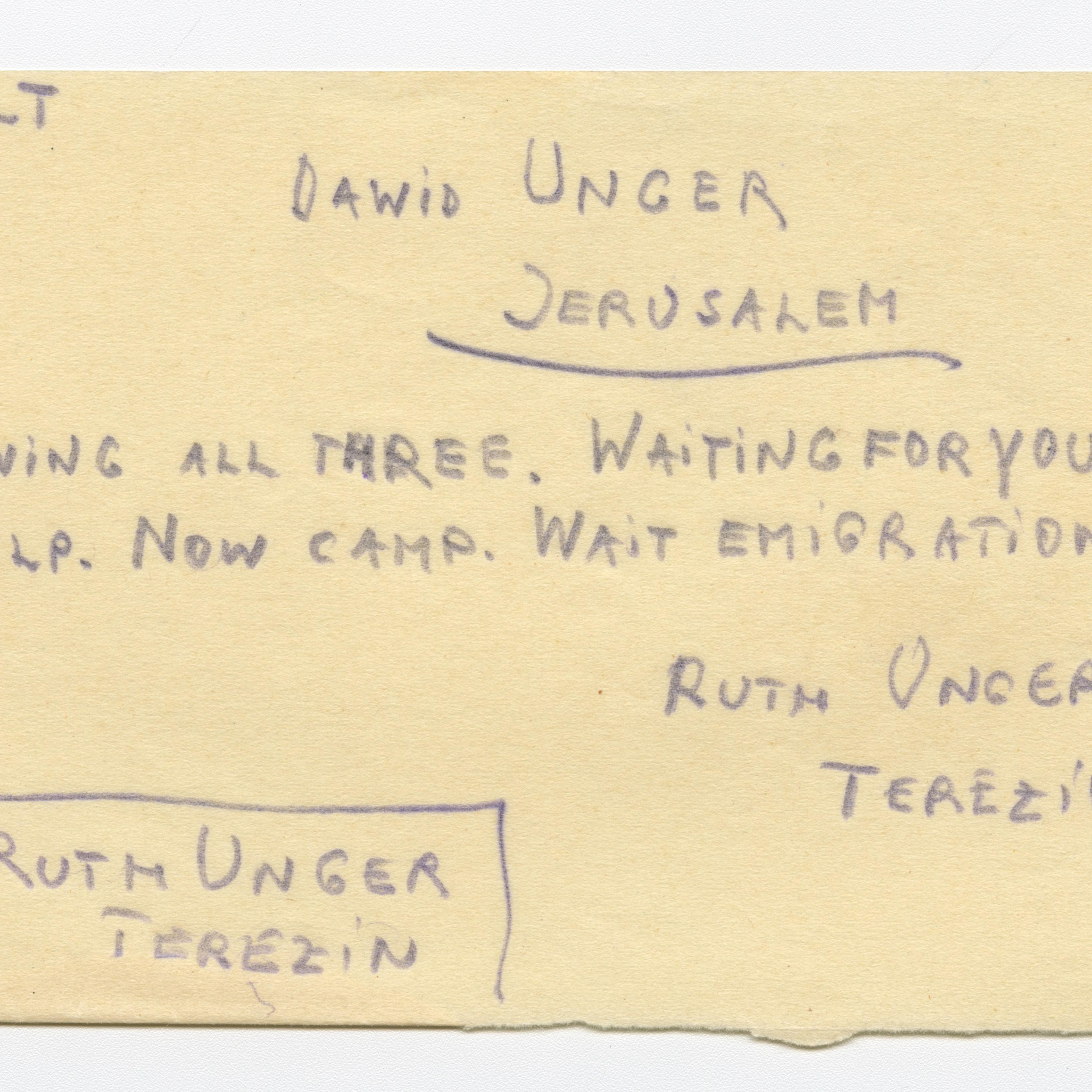 Draft telegram sent by survivors seeking information and assistance.