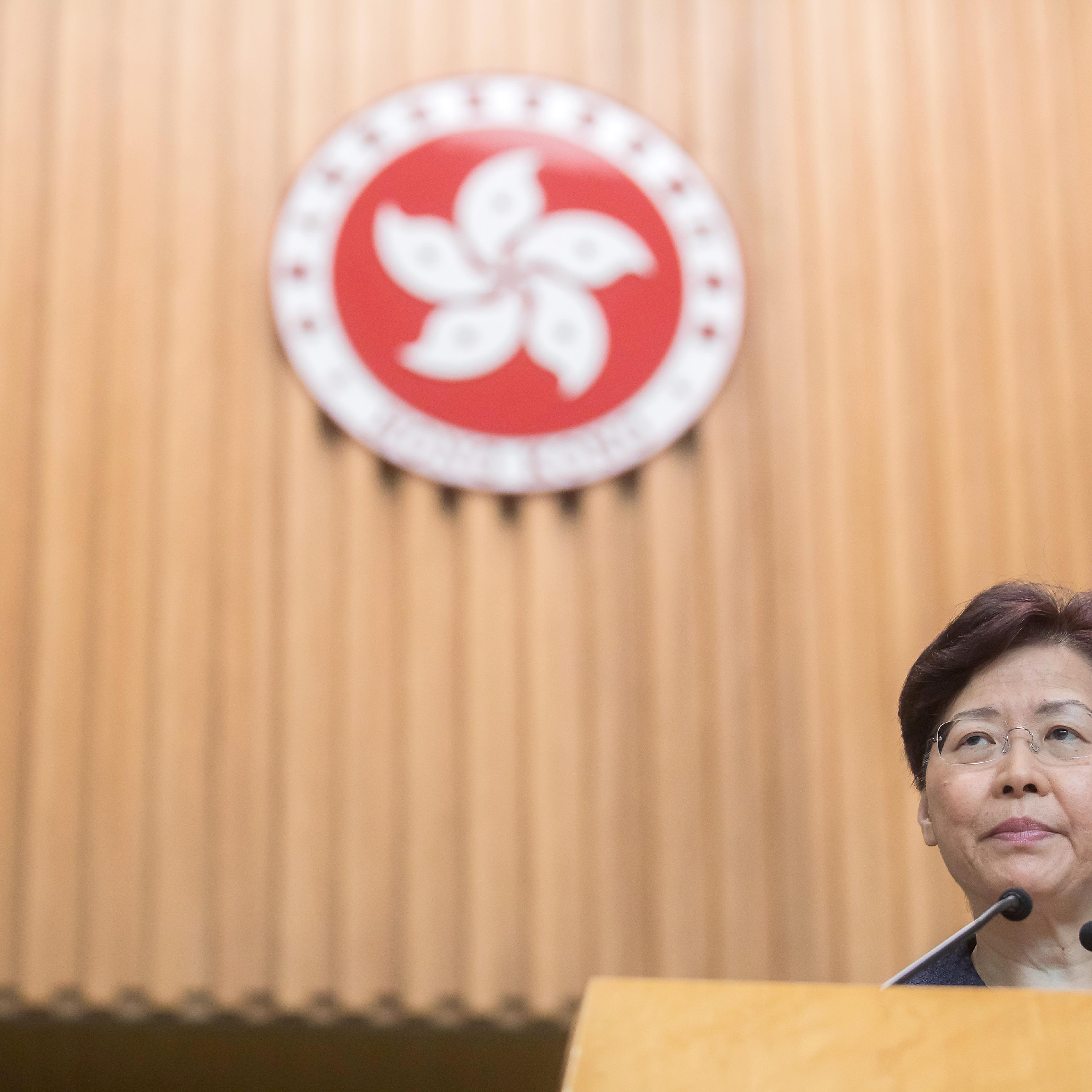 Hong Kong Chief Executive Carrie Lam News Conference Following Peaceful Mass March in Rain