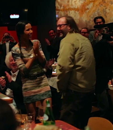 Wylie Dufresne is surprised by a retinue of famous foodies, including Padma Lakshmi. 