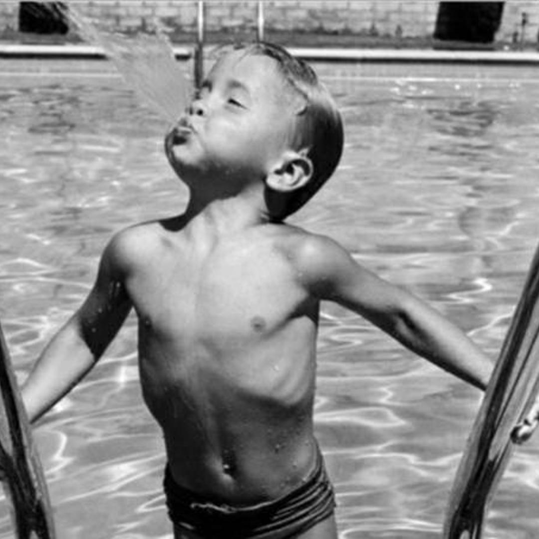 Duncan Richardson, three-year-old swimming prodigy, Los Angeles, 1946.