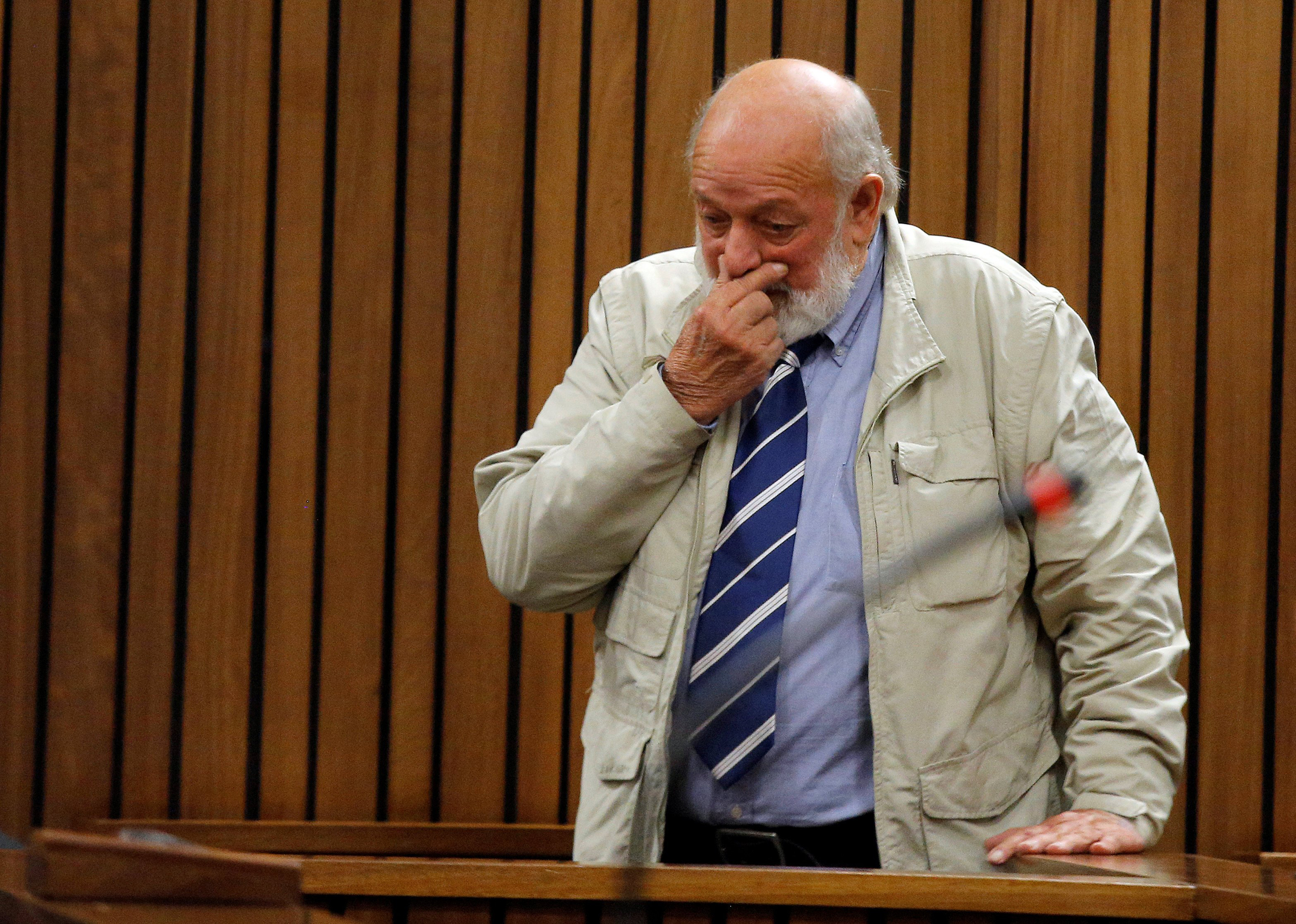 Barry Steenkamp testifies at former Paralympian Oscar Pistorius' sentencing for the murder of Reeva Steenkamp at the Pretoria High Court in South Africa on June 14, 2016.