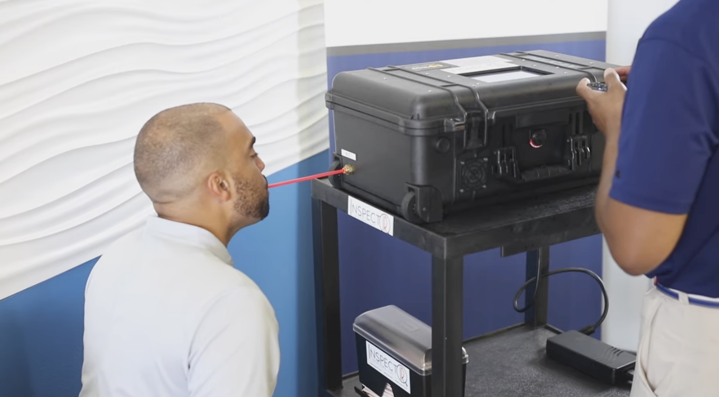 The InspectIR's COVID-19 breathalyzer test in action. 