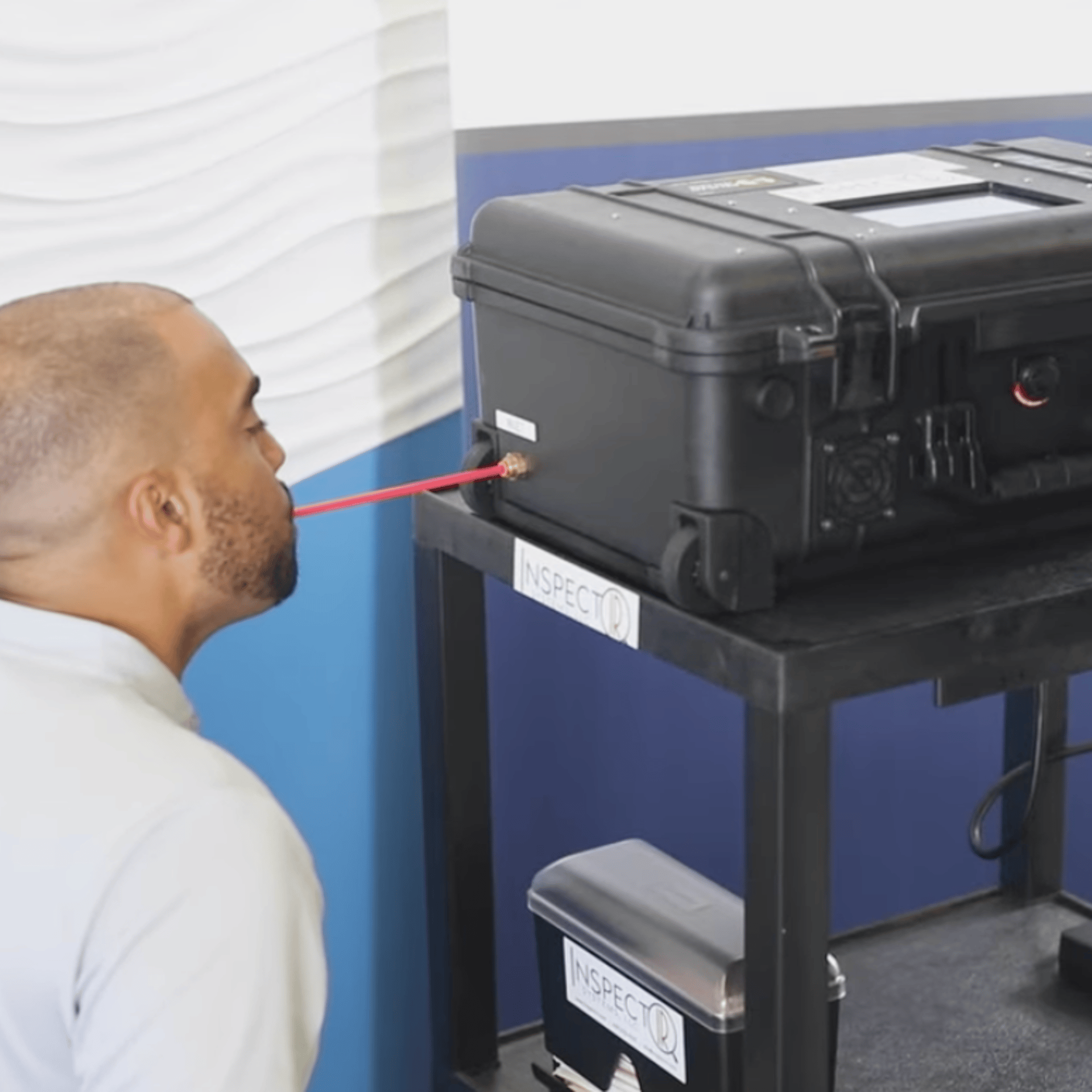 The InspectIR's COVID-19 breathalyzer test in action.
