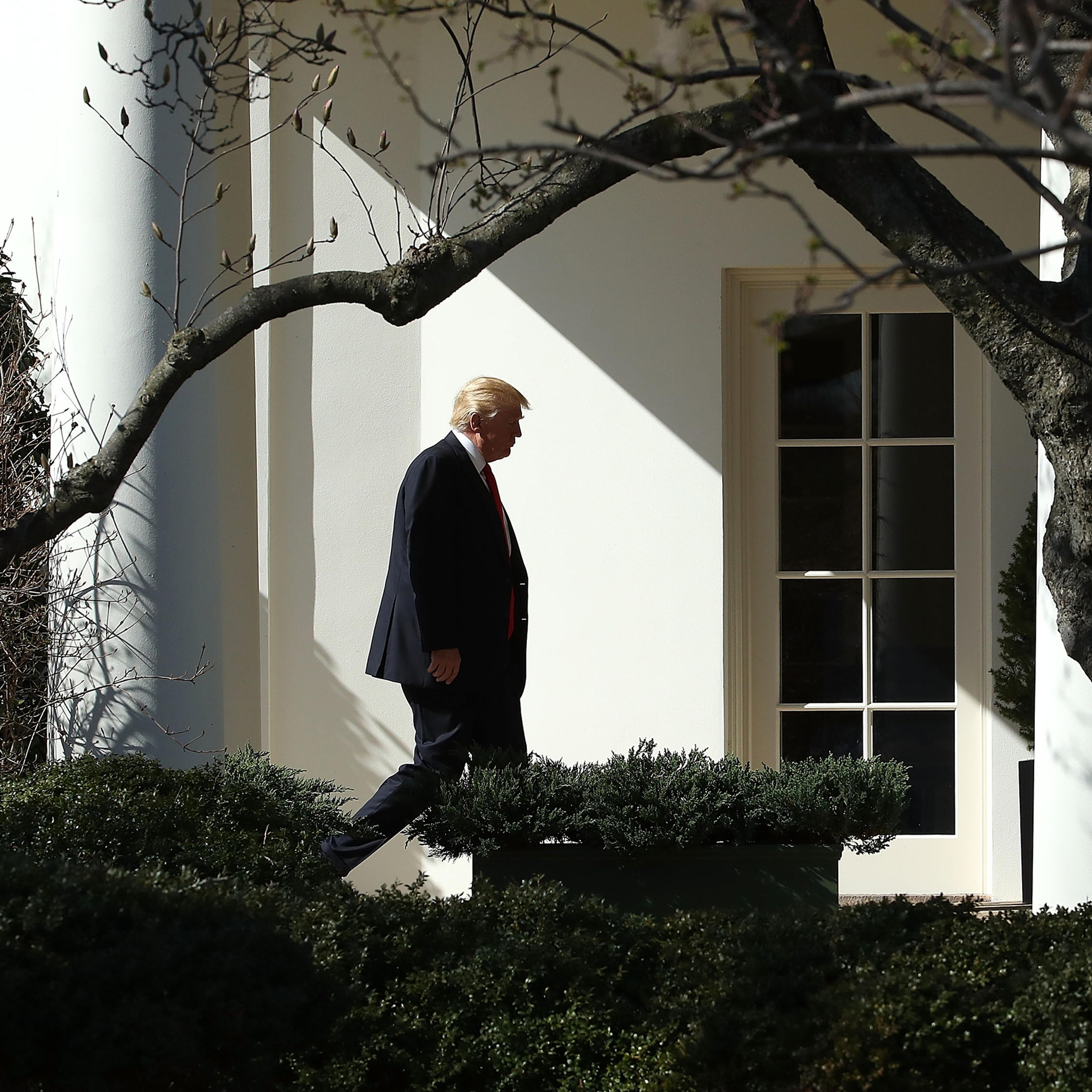 President Trump Returns To White House From Speaking At CPAC Event