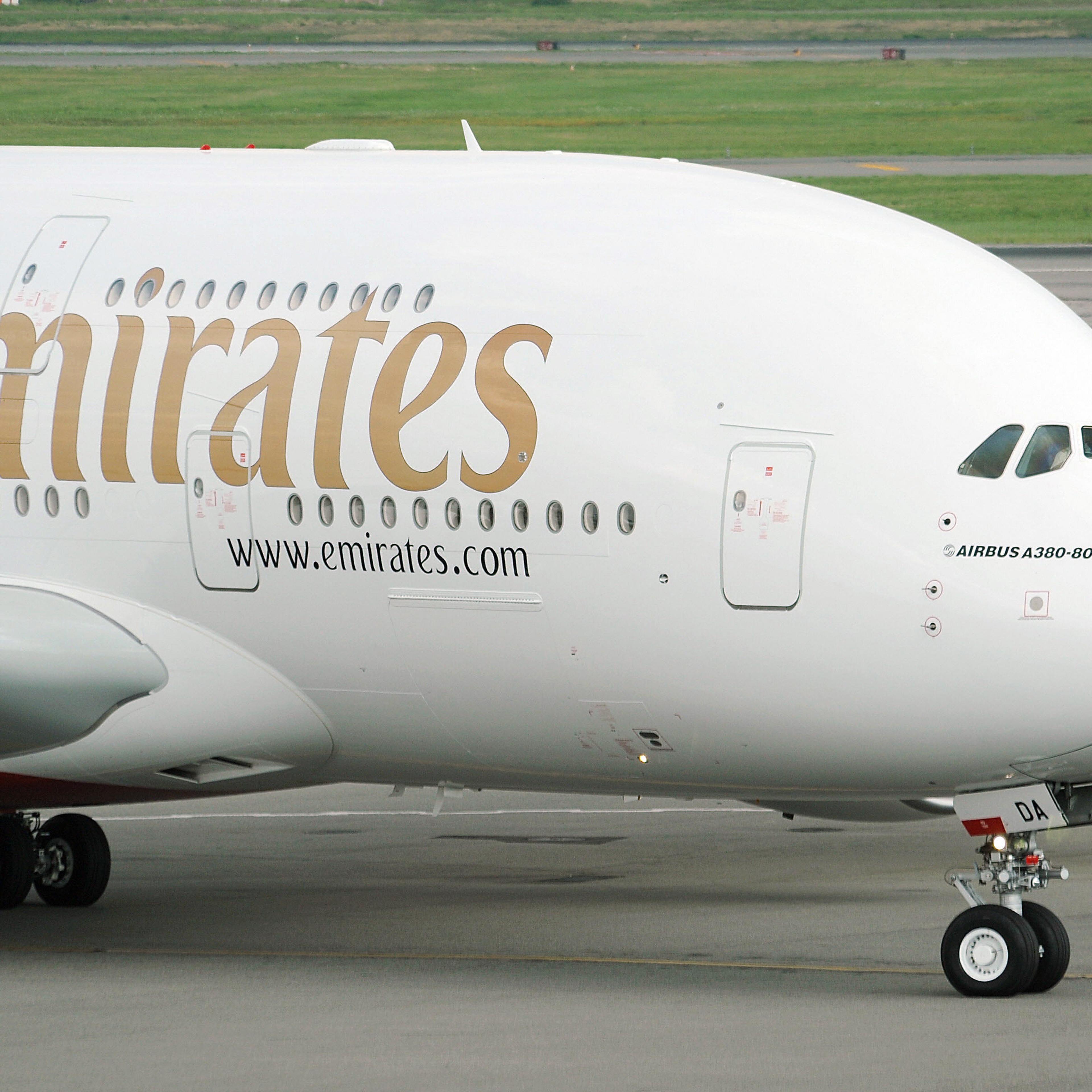 An Emirates Airline flight from Dubai lands on August 1, 2008 becoming the first commercial Airbus A380 jet to land in the United States at John F. Kennedy International Airport in New York.