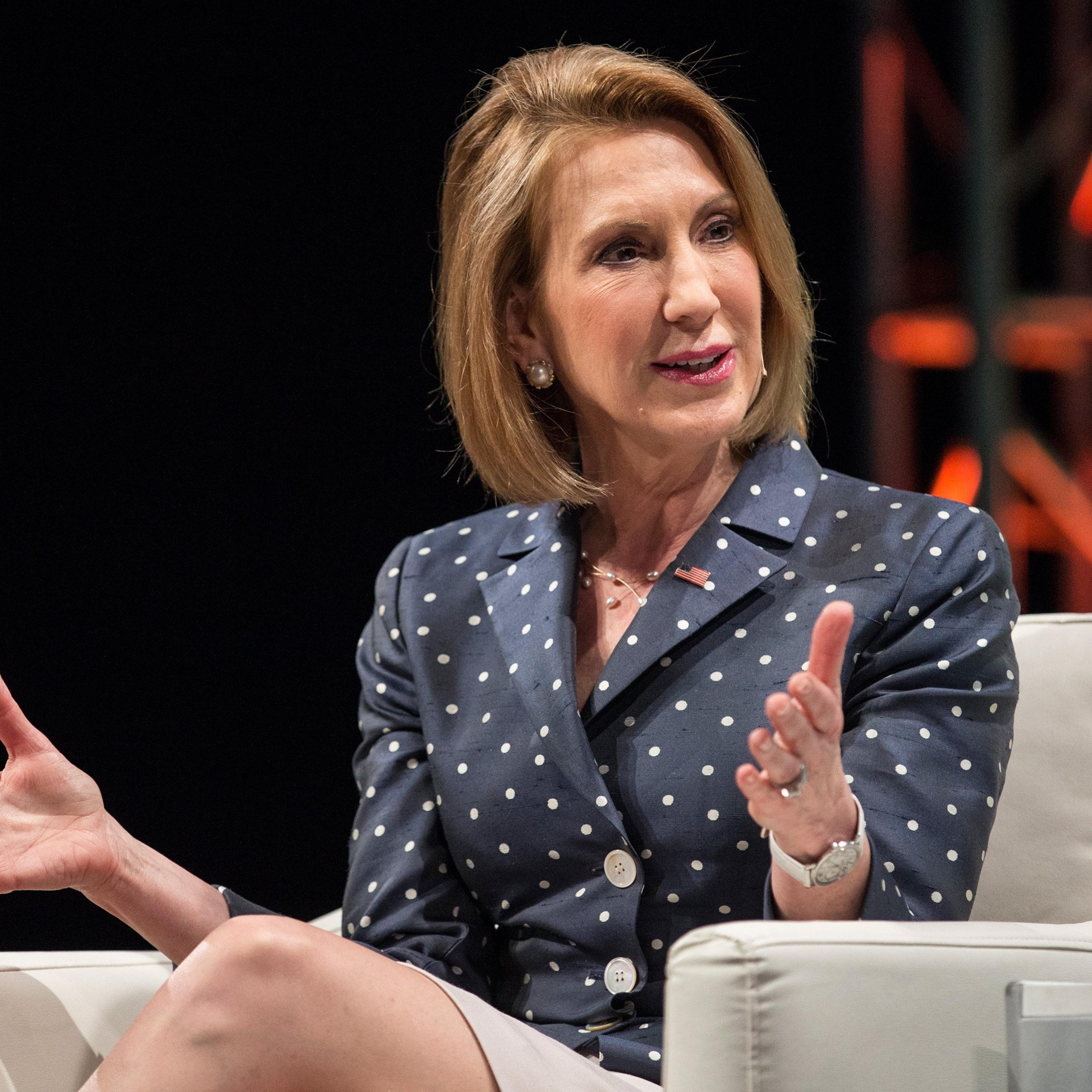 Republican presidential hopeful Carly Fiorina speaks at TechCrunchÕs Disrupt conference on May 5, 2015 in New York City.