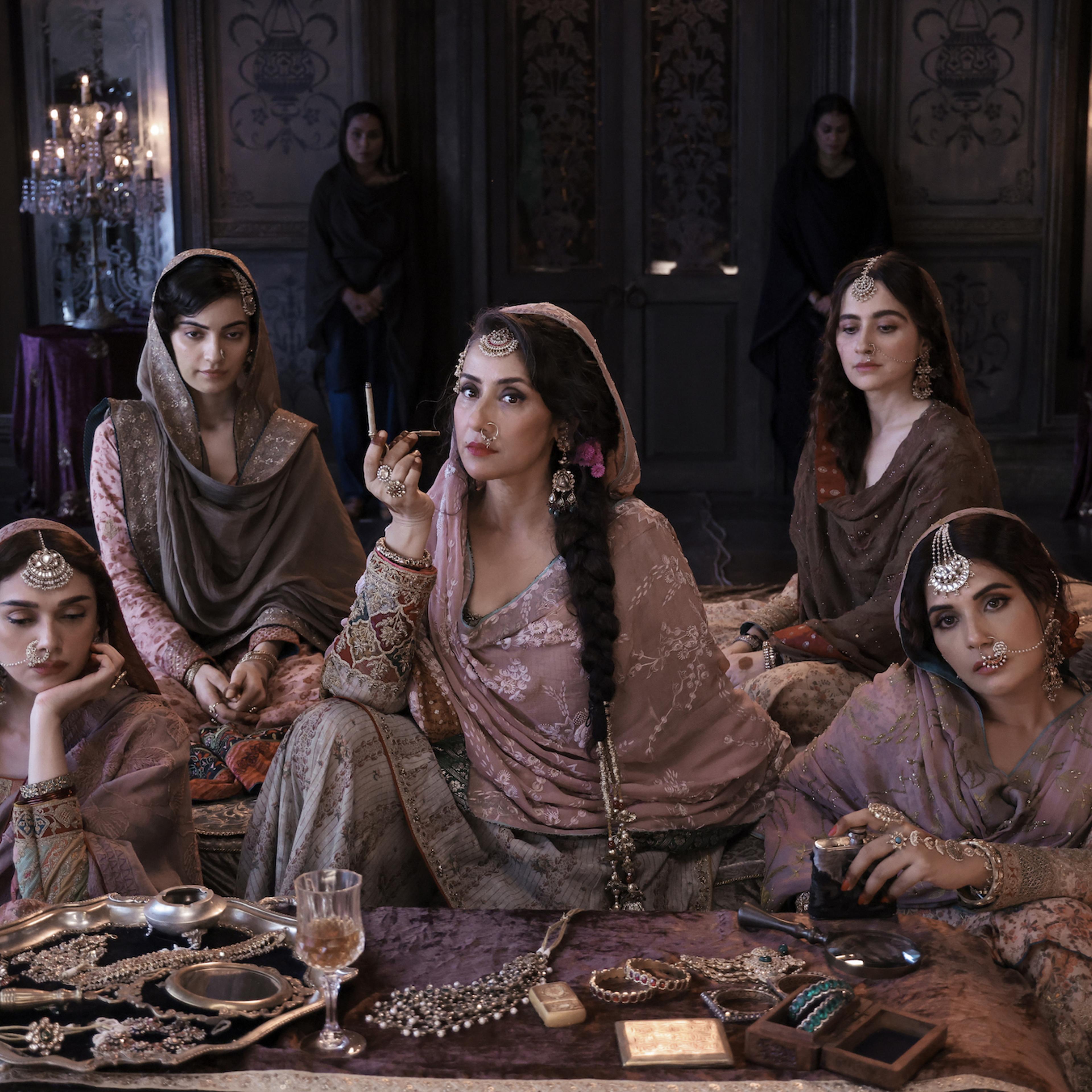 Heeramandi: The Diamond Bazaar. (L to R) Aditi Rao Hydari as Bibbo, Manisha Koirala as Mallikajaan, Sanjeeda Sheikh as Waheeda, Richa Chadha as Lajjo in Heeramandi: The Diamond Bazaar. Cr. Courtesy of Netflix © 2024
