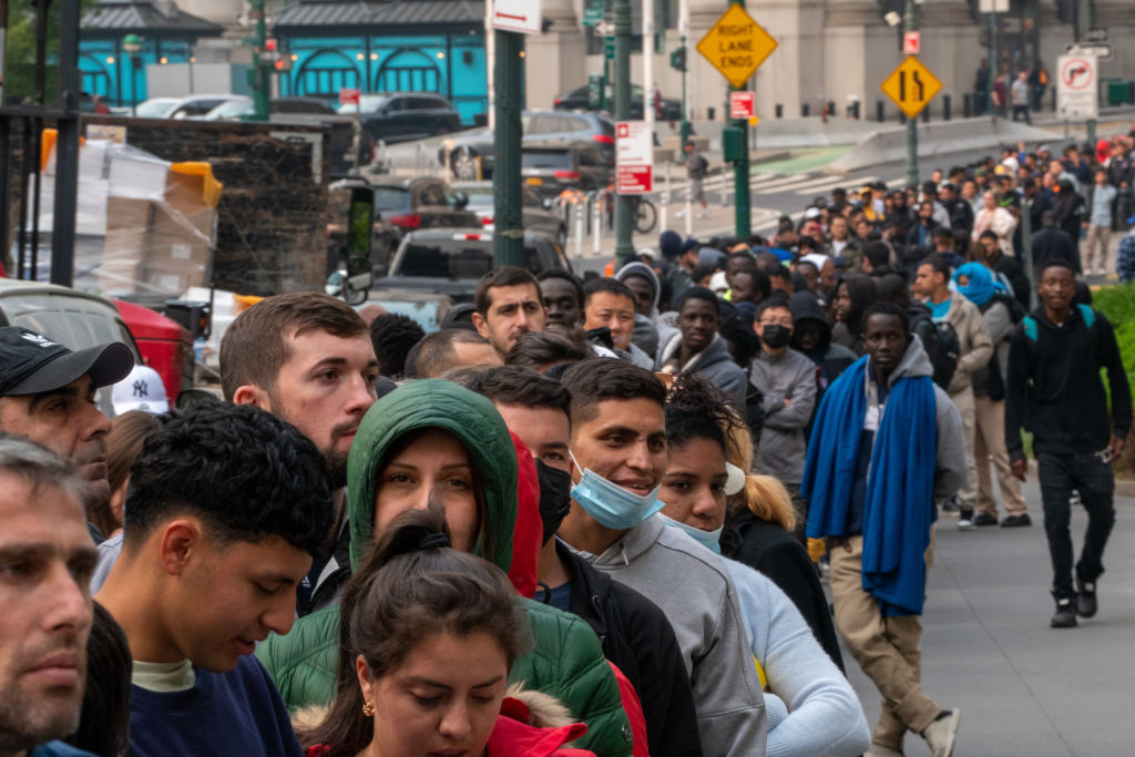 Asylum Seeking Migrants Wait In Line For Immigration Customs Enforcement Appointments