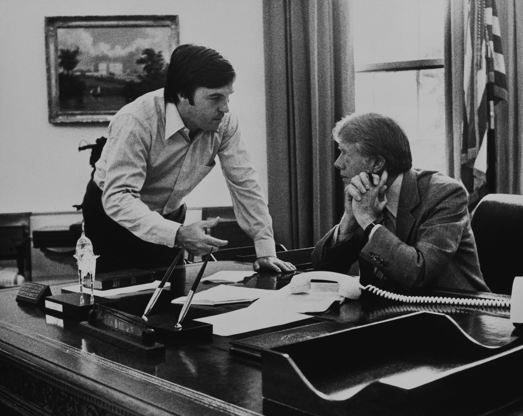 MARCH 1978, WASHINGTON, PRESIDENT JIMMY CARTER AND HAMILTON JORDAN WHITE HOUSE CHIEF OF STAFF