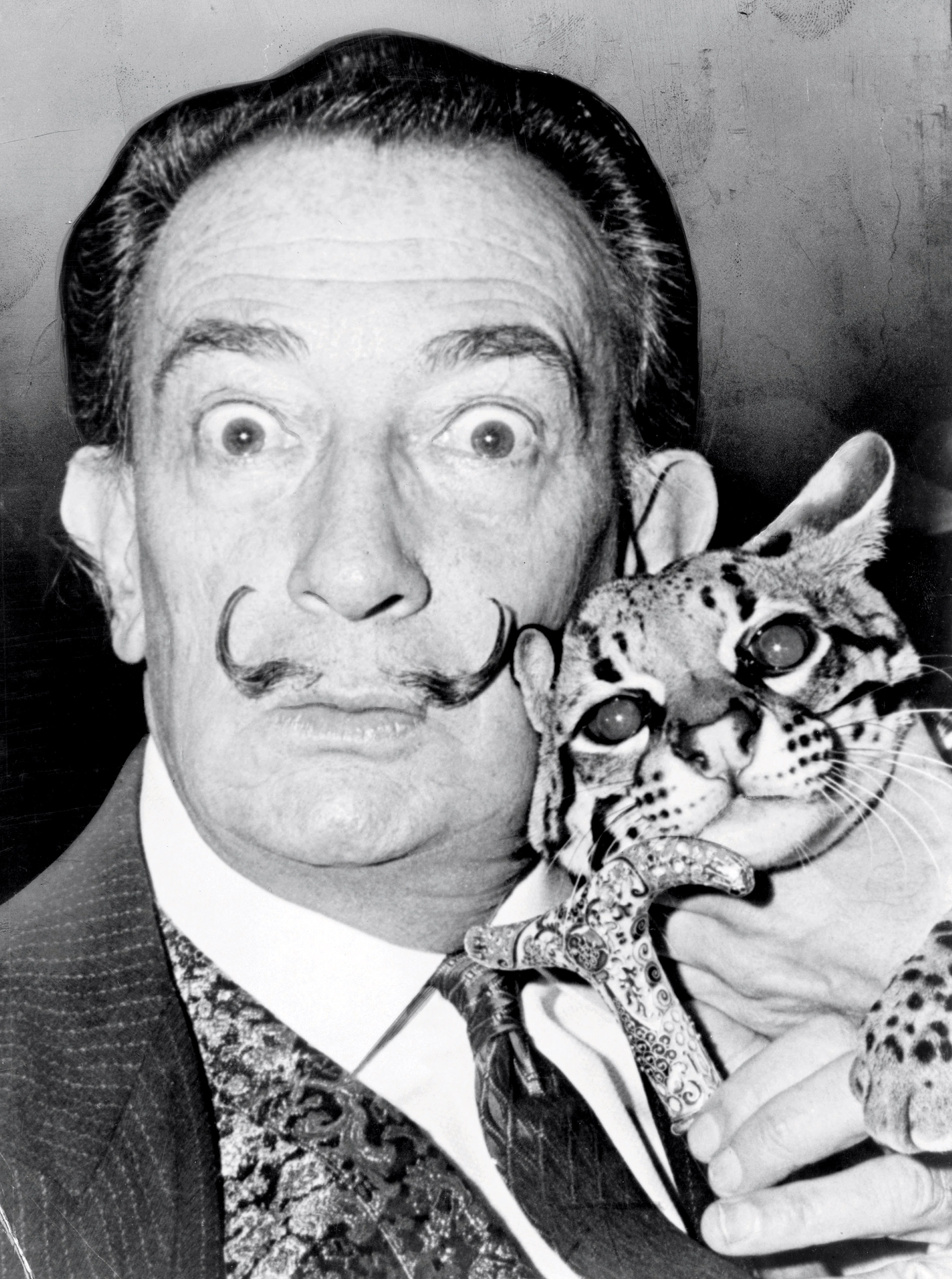 Artist Salvador Dali and his ocelot, Babou.