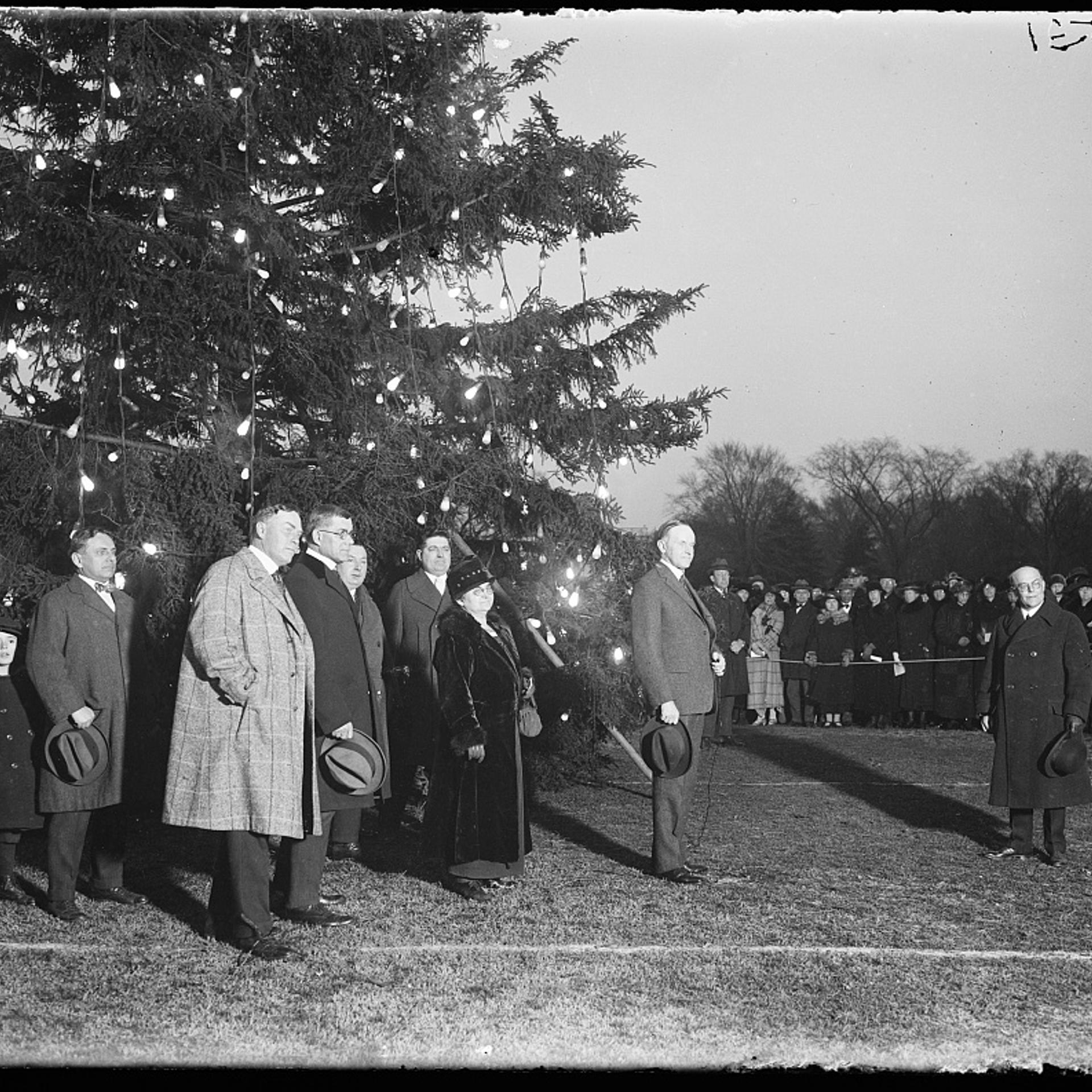 President Coolidge illuminating the community Christmas tree, south of the White House.