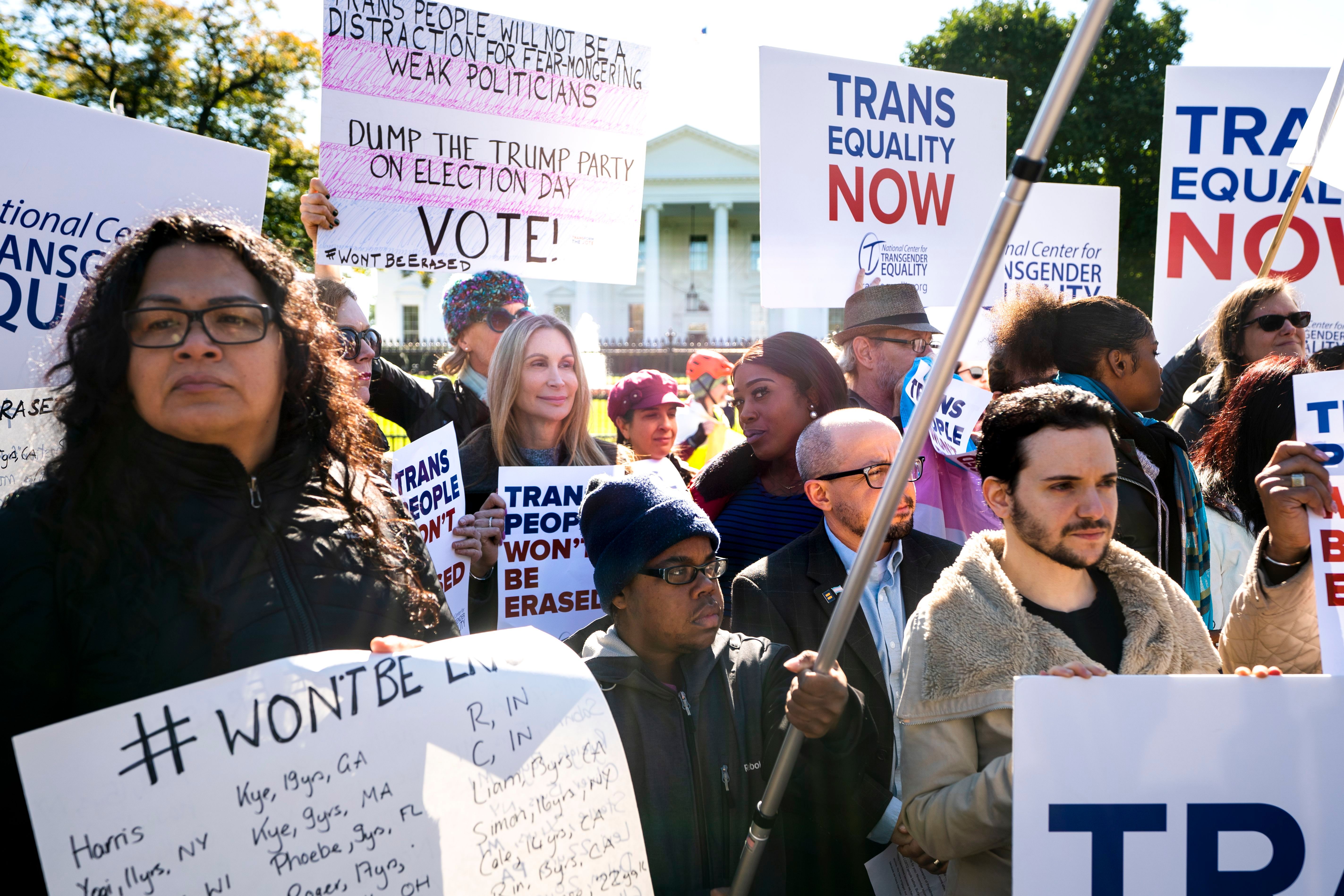 Protest over Transgender rights at the White House, Washington, USA - 22 Oct 2018