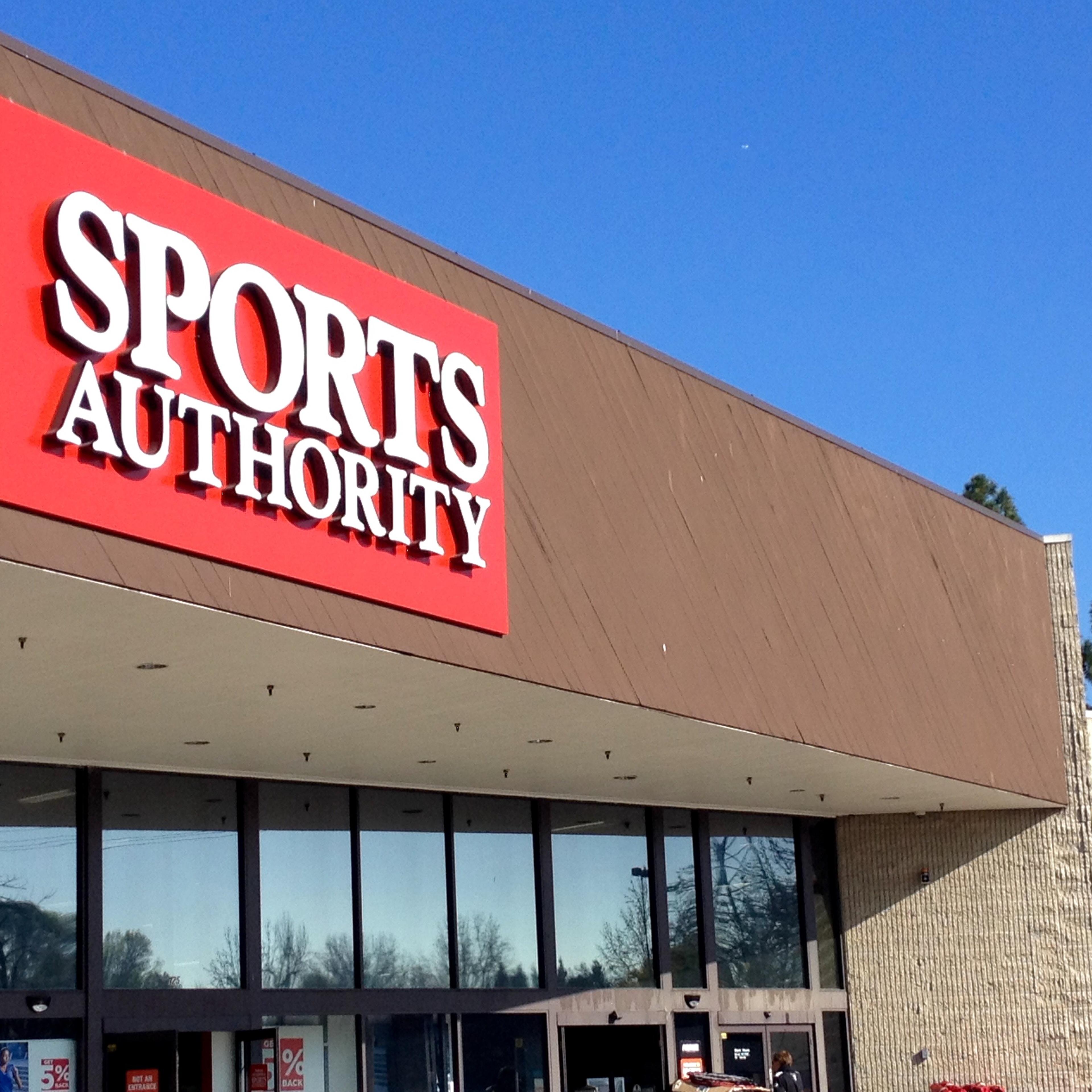 A sign hangs outside of a Sports Authority store in Sunnyvale, California.