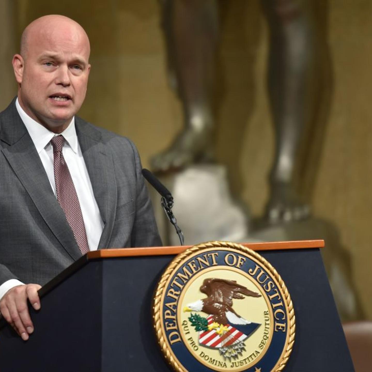 Acting US Attorney General Matthew Whitaker speaks at the annual Veterans Appreciation Day ceremony