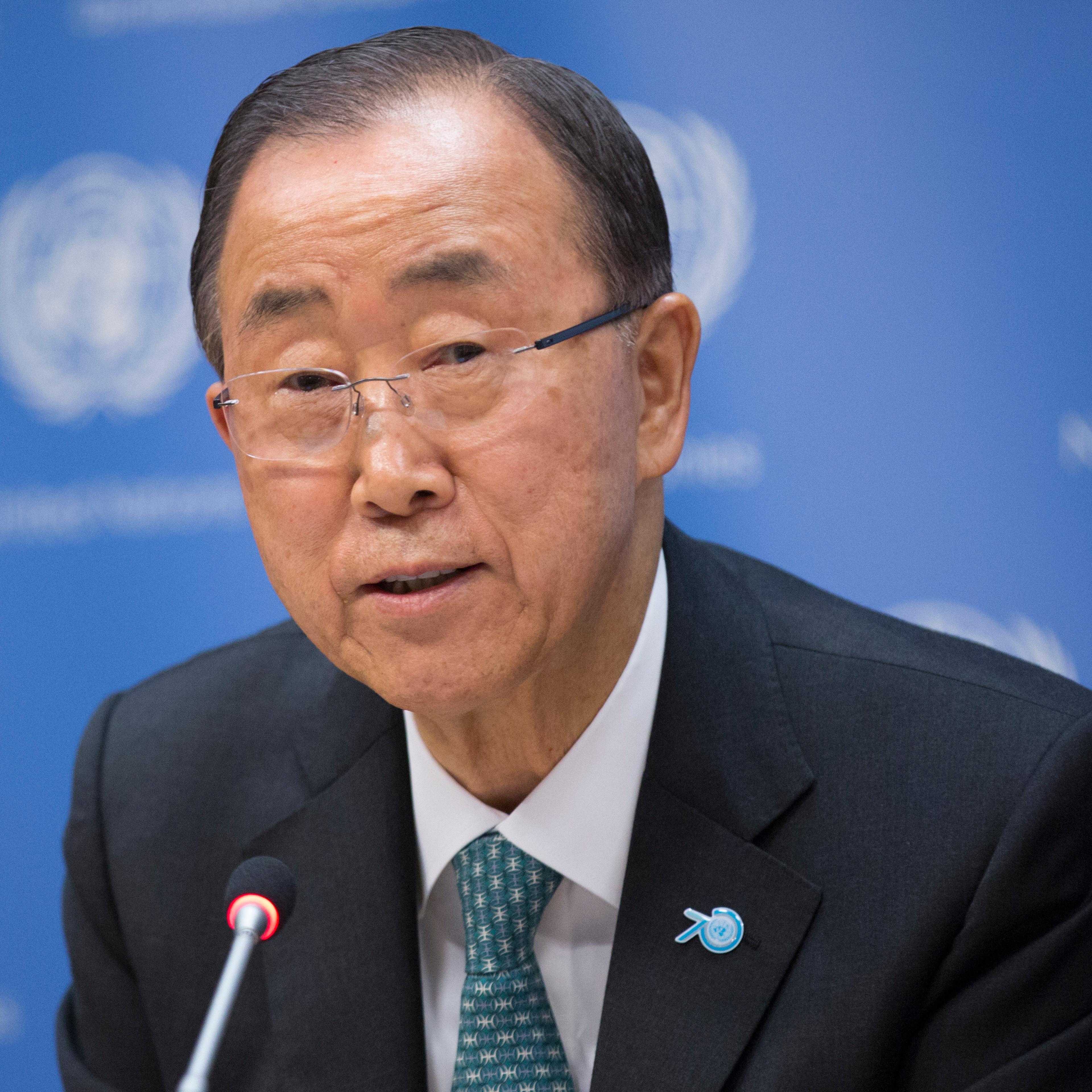 Secretary-General Ban Ki-moon during a press briefing on