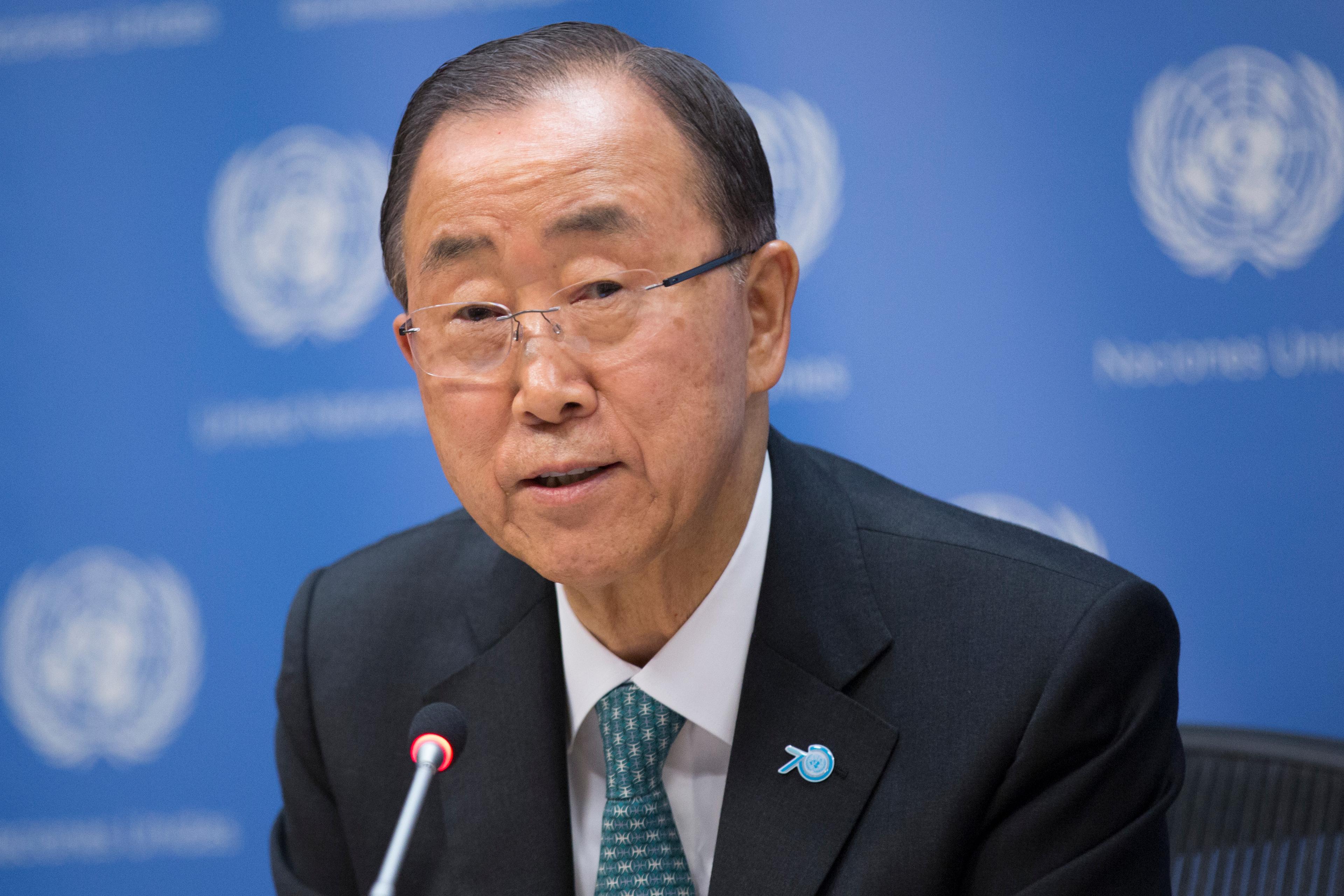 Secretary-General Ban Ki-moon during a press briefing on