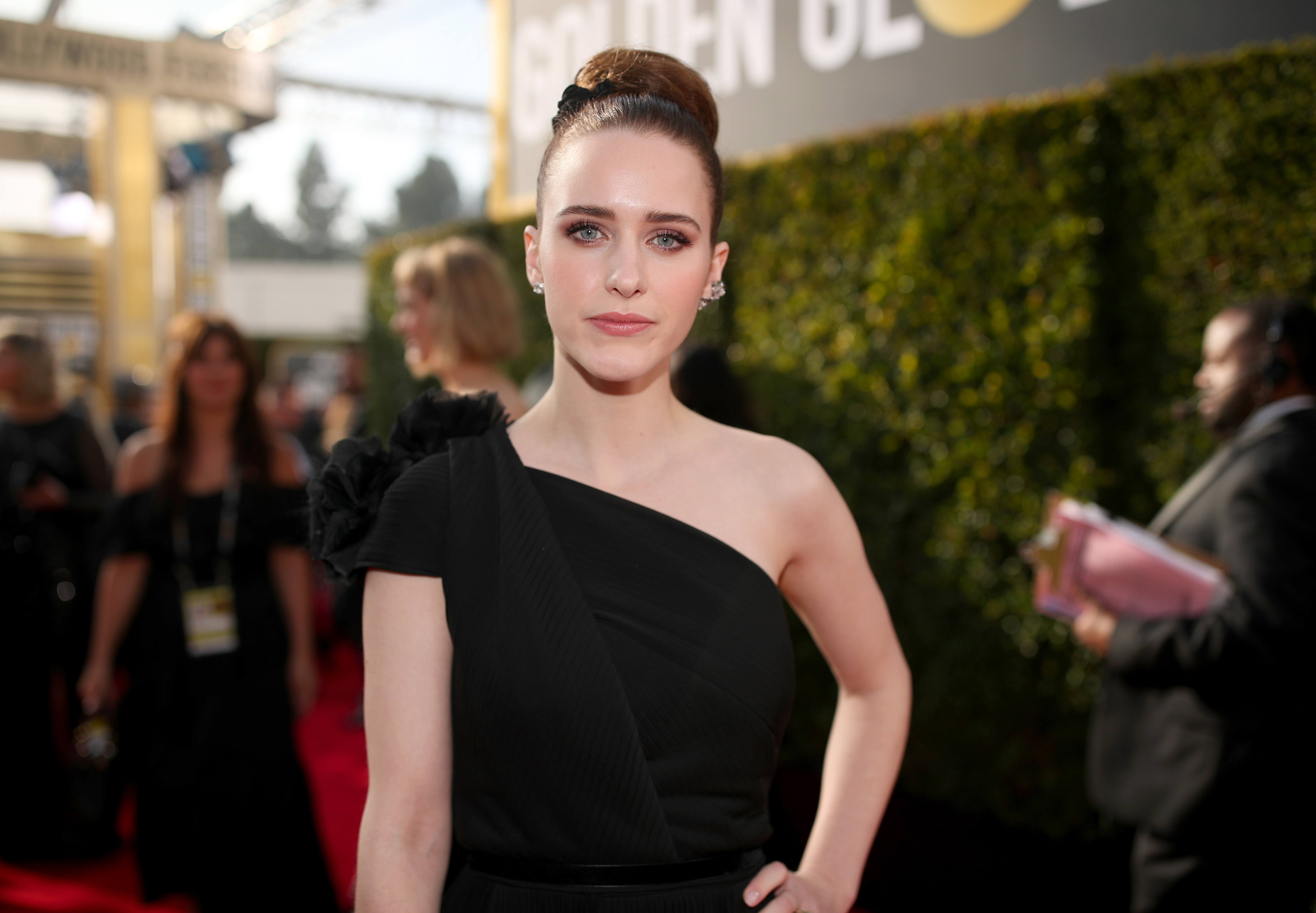Actor Rachel Brosnahan arrives to the 75th Annual Golden Globe Awards held at the Beverly Hilton Hotel on January 7, 2018.