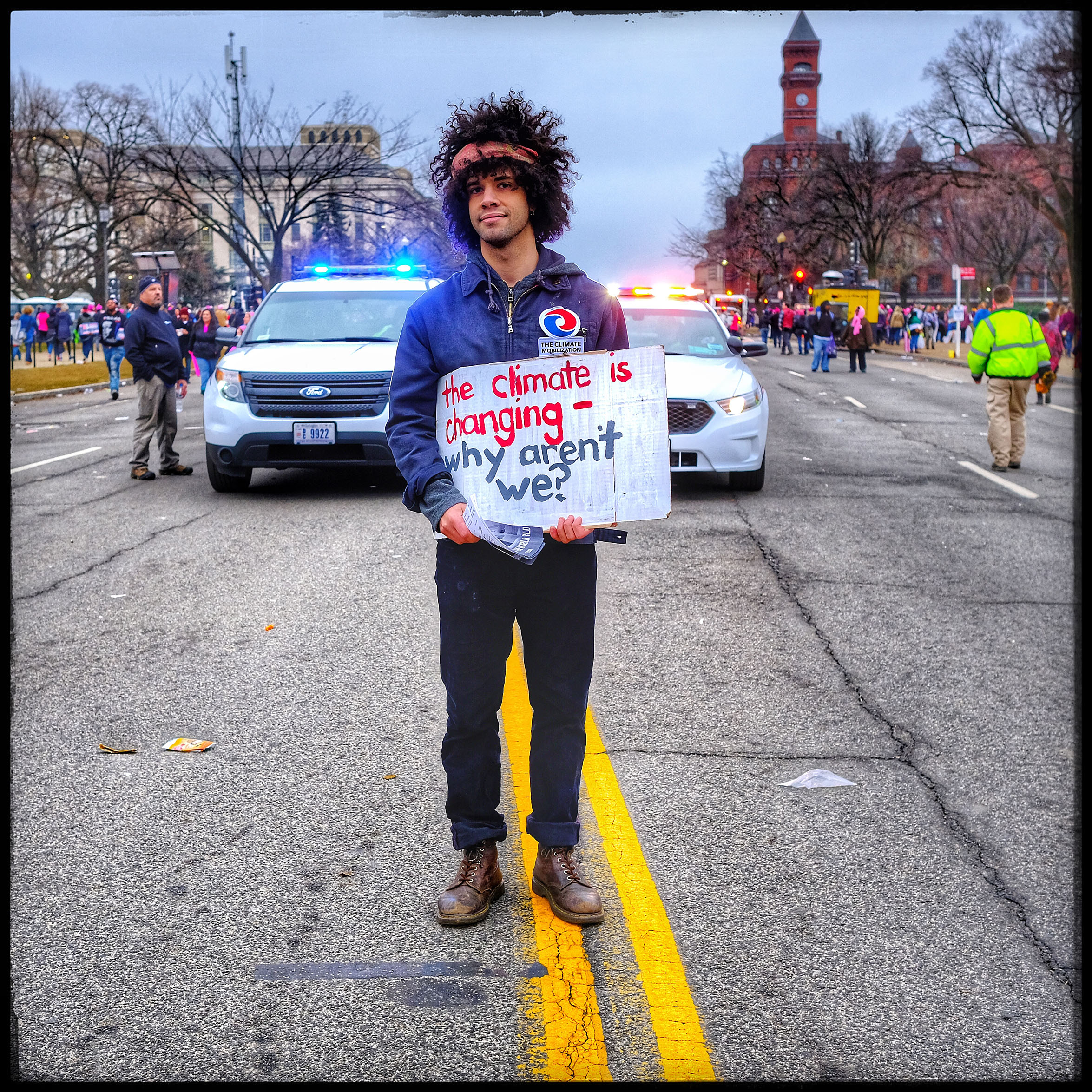 Max Brown, 25, from New York City: “The single most important issue for me is obviously the way that Donald Trump has talked about women in the past," he told me. "So as a man I’m here in solidarity with women. I’m also thinking about the climate because