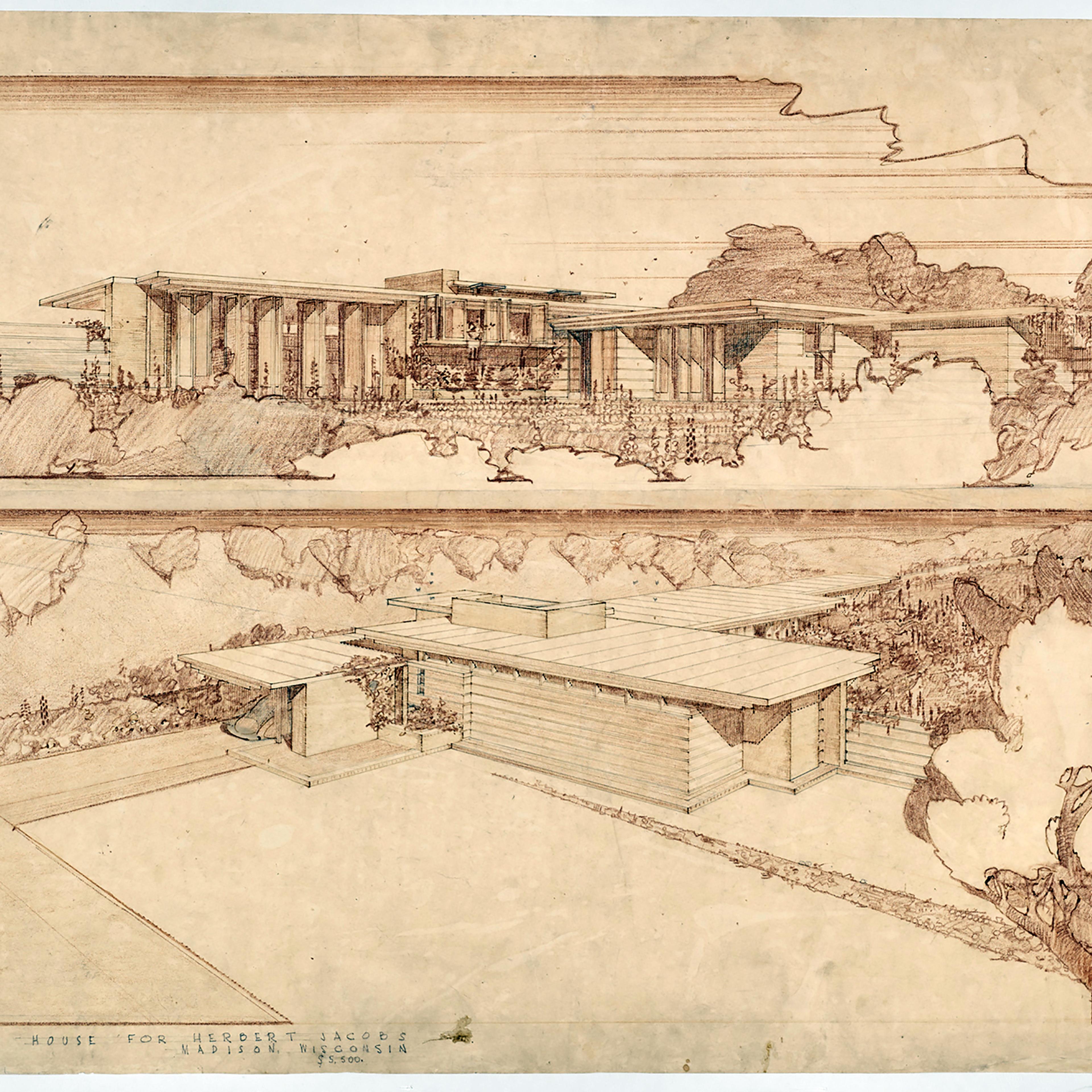 Frank Lloyd Wright drawing from the Museum of Modern Art exhibition.
