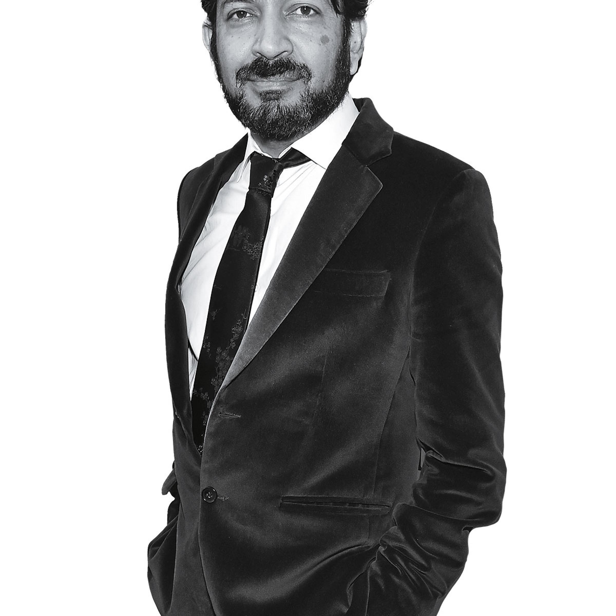 Black and white cutout of Siddhartha Mukherjee