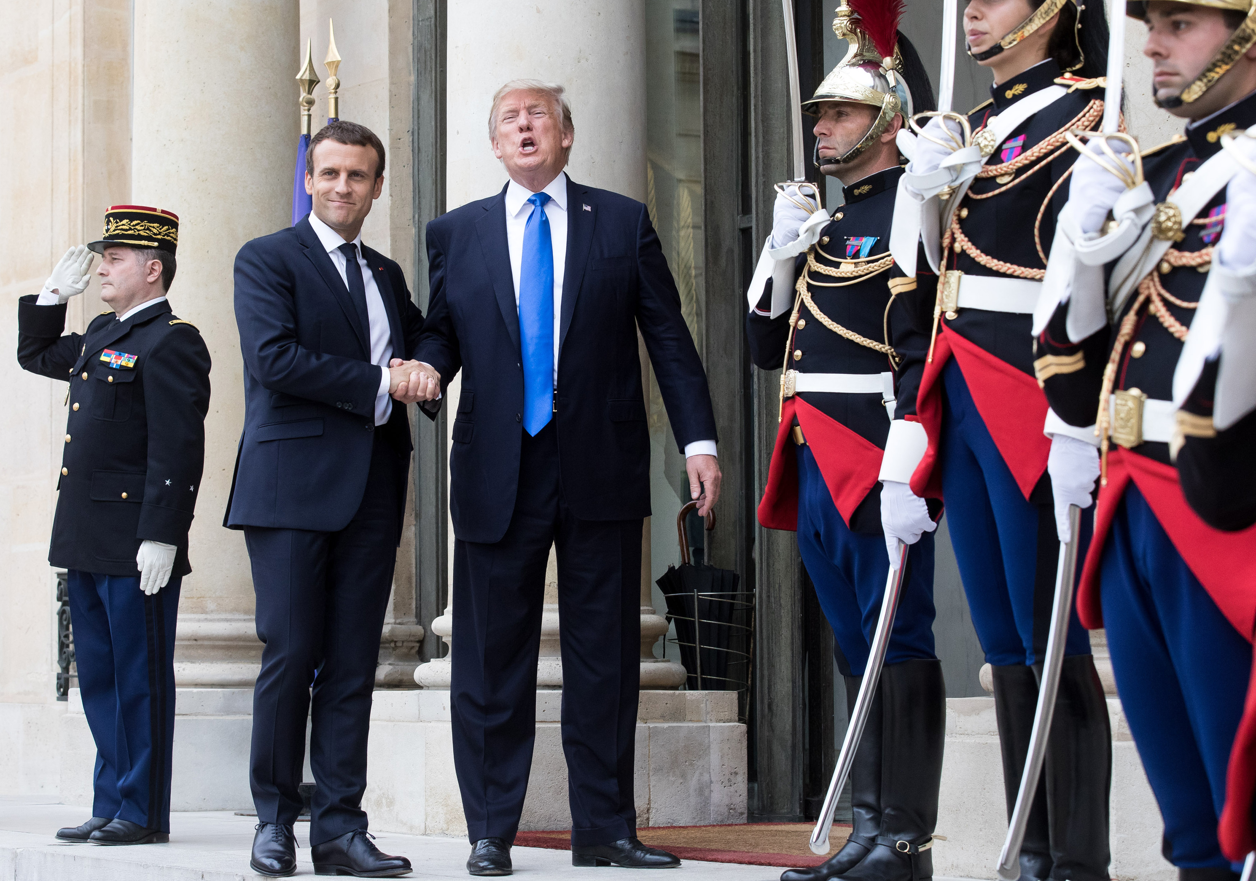 President Donald Trump Meets France's President Emmanuel Macron