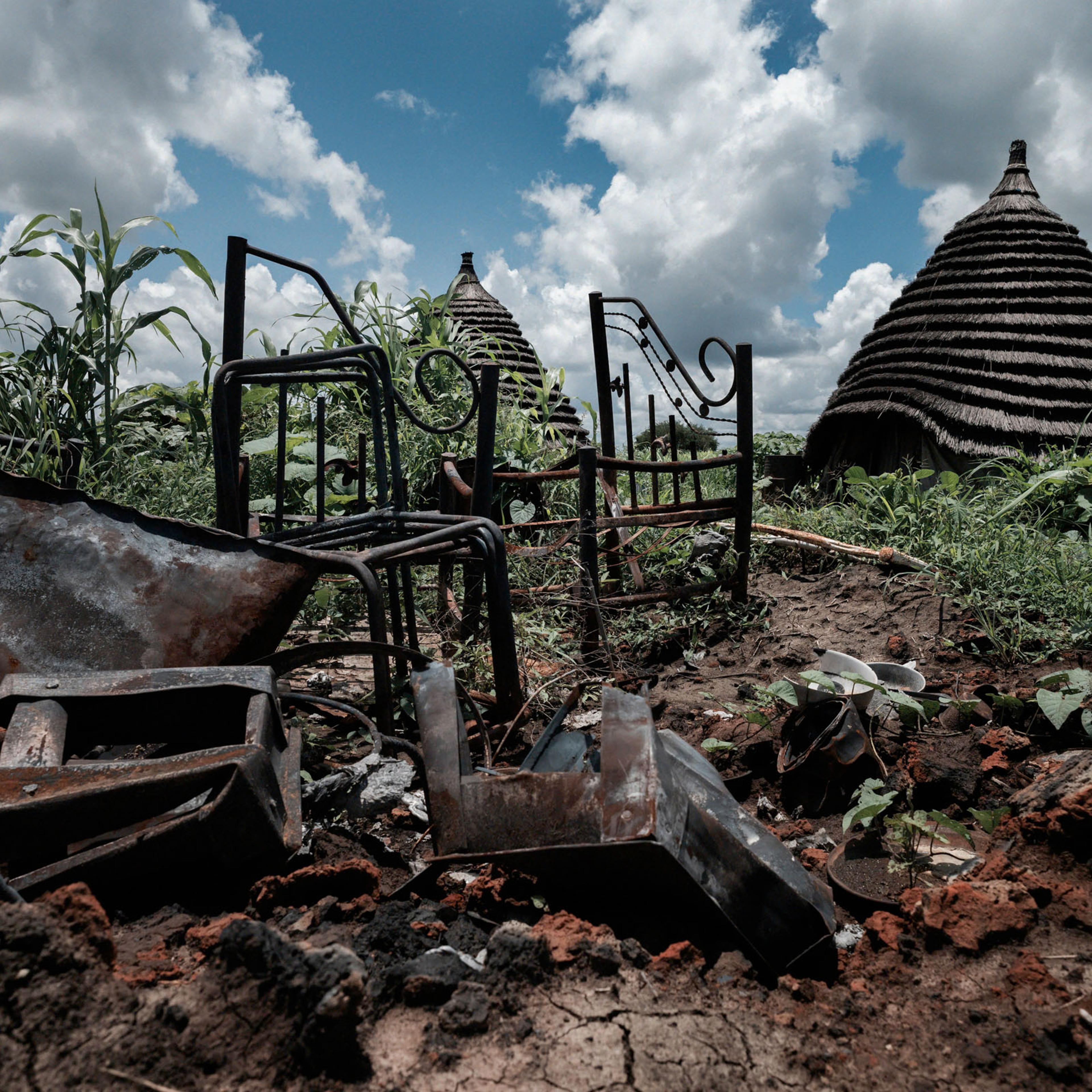 The burned remnants of an MSF health post destroyed in fighting at Wunpeth village, Abyei, Sudan.