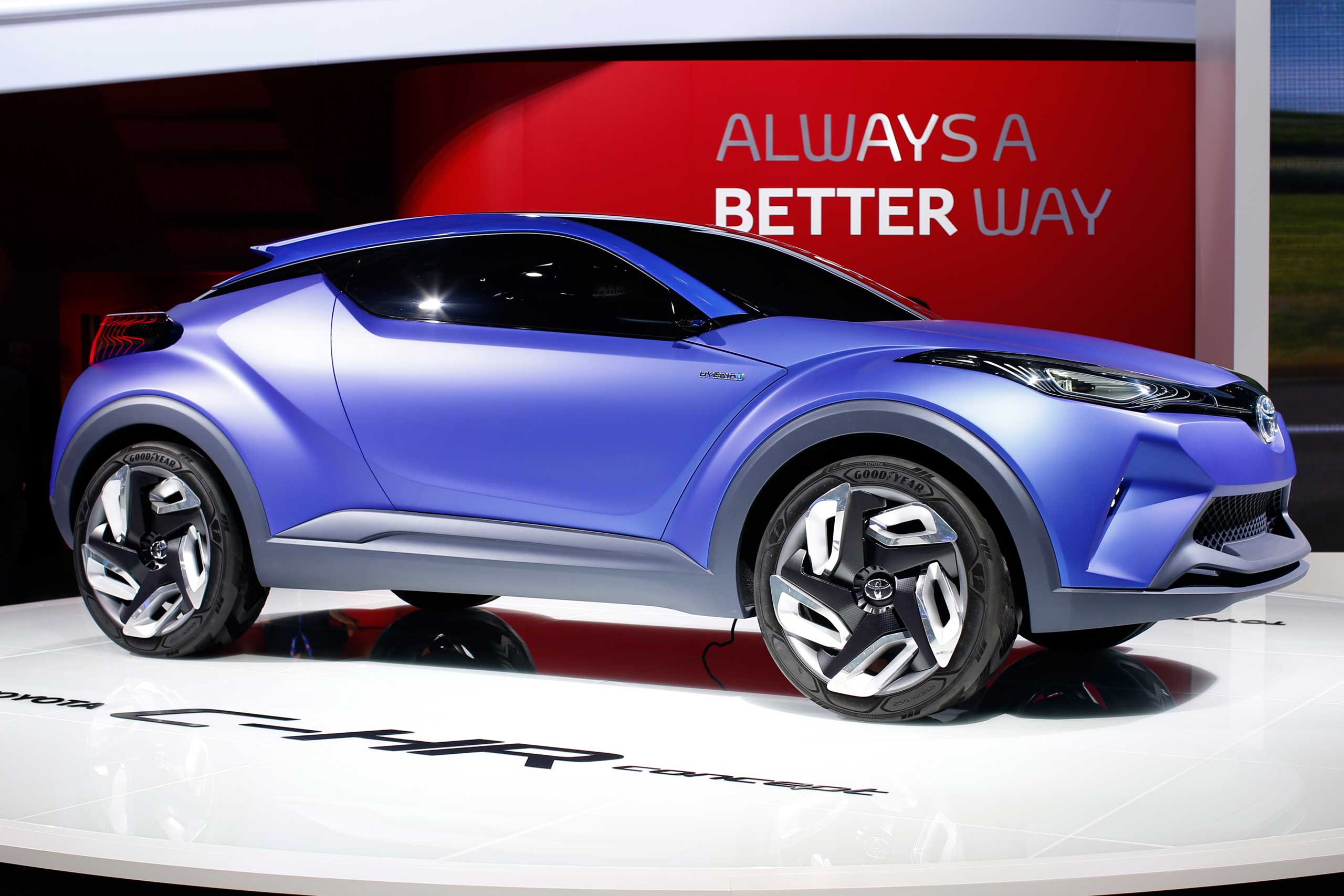 The Toyota C-HR Concept car is displayed on media day at the Paris Mondial de l'Automobile on Oct. 2, 2014.