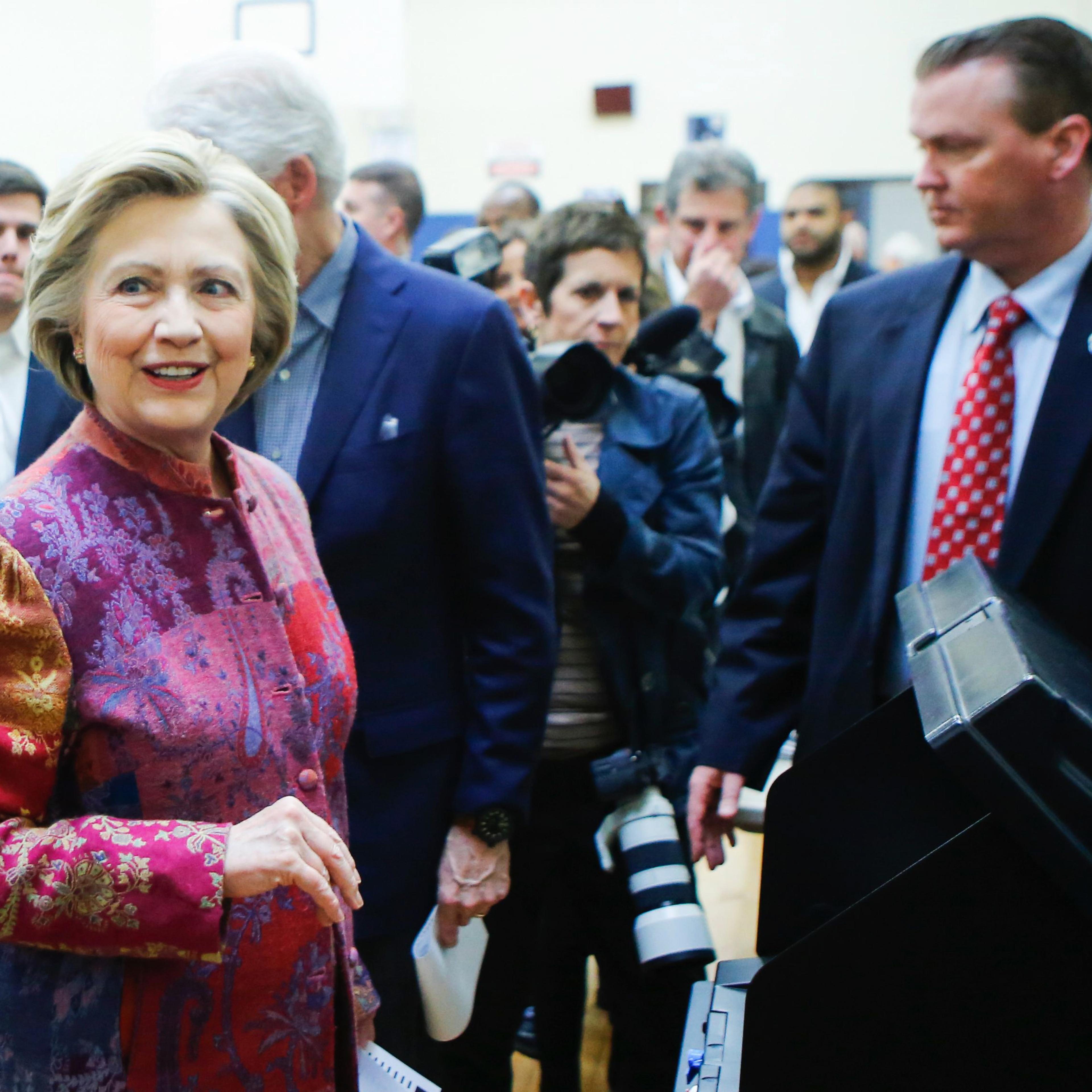 Democratic presidential candidate Hillary Clinton casts her ballot at a polling station during the New York State presidential primaries on April 19, 2016 in Chappaqua, N.Y.