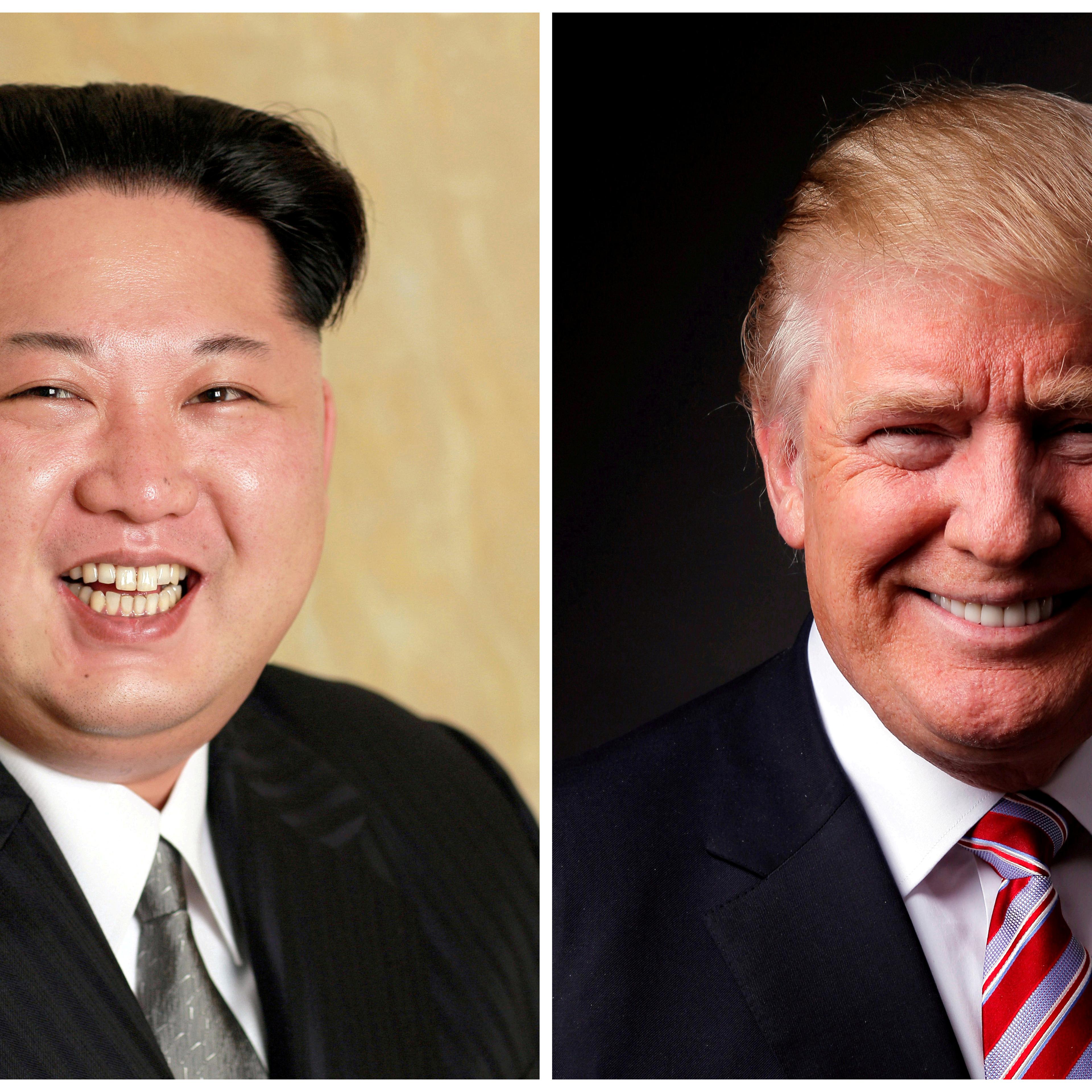 FILE PHOTO - A combination photo of Kim Jong Un and Donald Trump