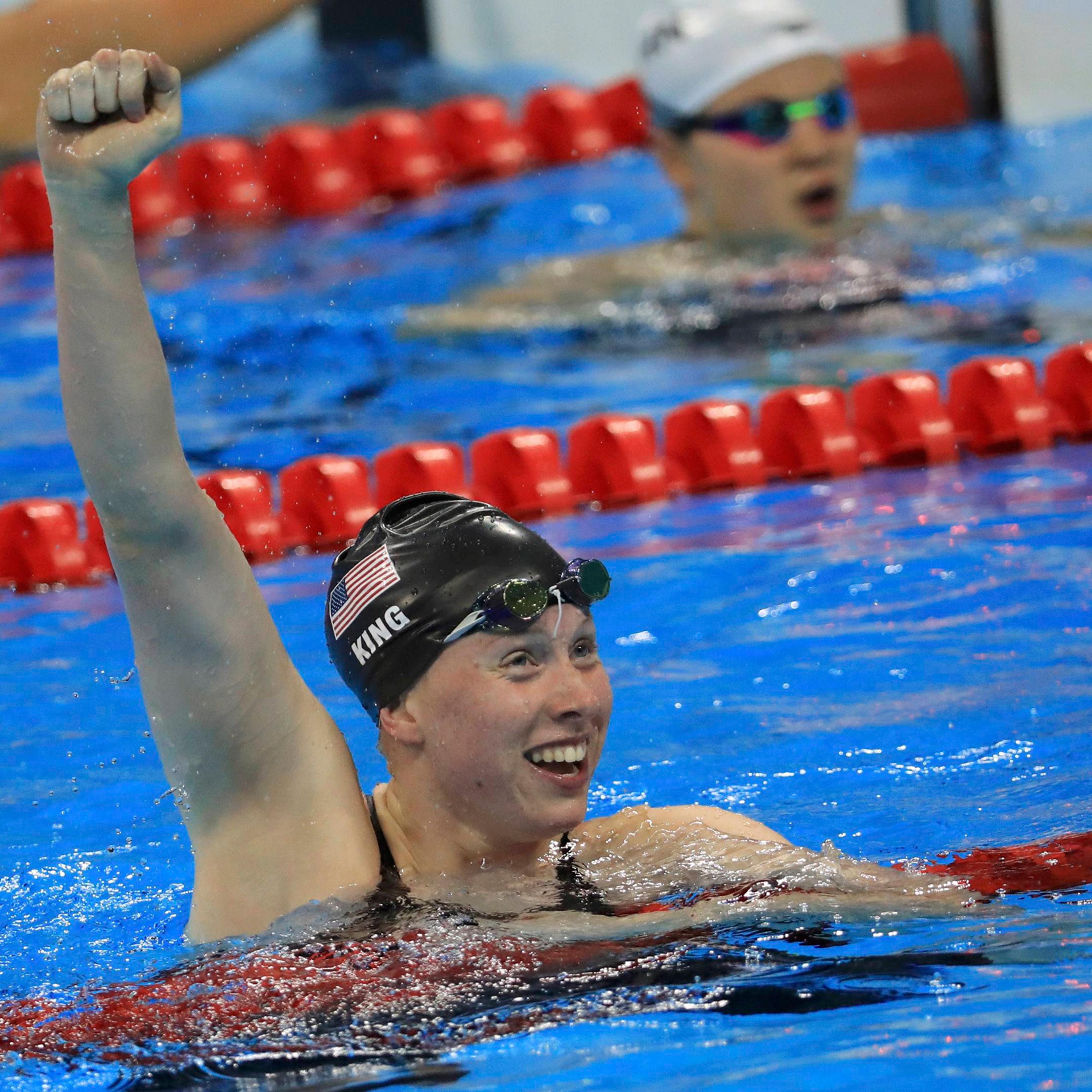 2016 Rio Olympics - Swimming - Final - Women's 100m Breaststroke Final - Olympic Aquatics Stadium - Rio de Janeiro, Brazil - 08/08/2016. Lilly King (USA) of USA reacts after winning the gold medal. REUTERS/Dominic Ebenbichler FOR EDITORIAL USE ONLY. NOT