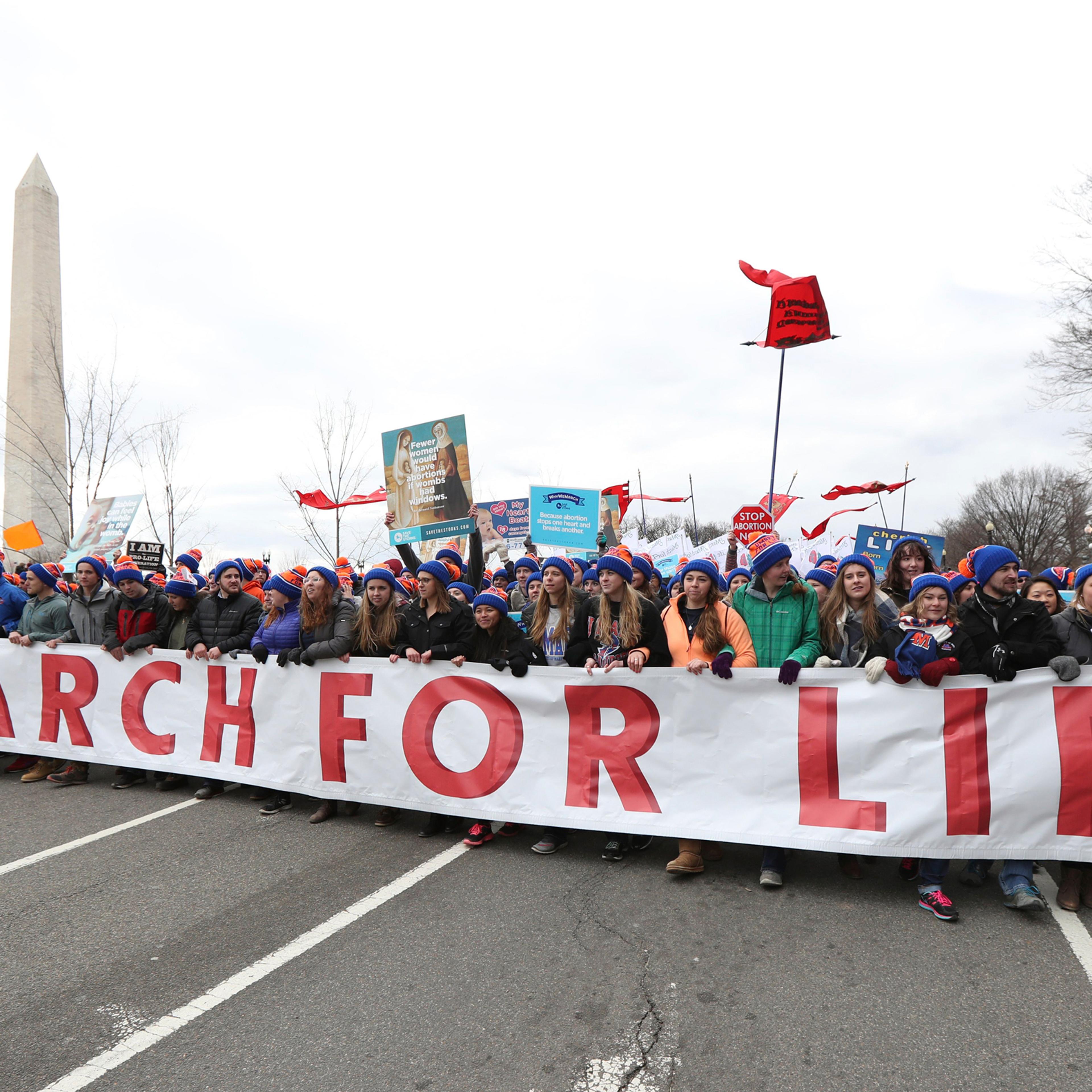 Participants in the March for Life march near the National Mall in Washington, Friday, Jan. 27, 2017. (AP Photo/Manuel Balce Ceneta)