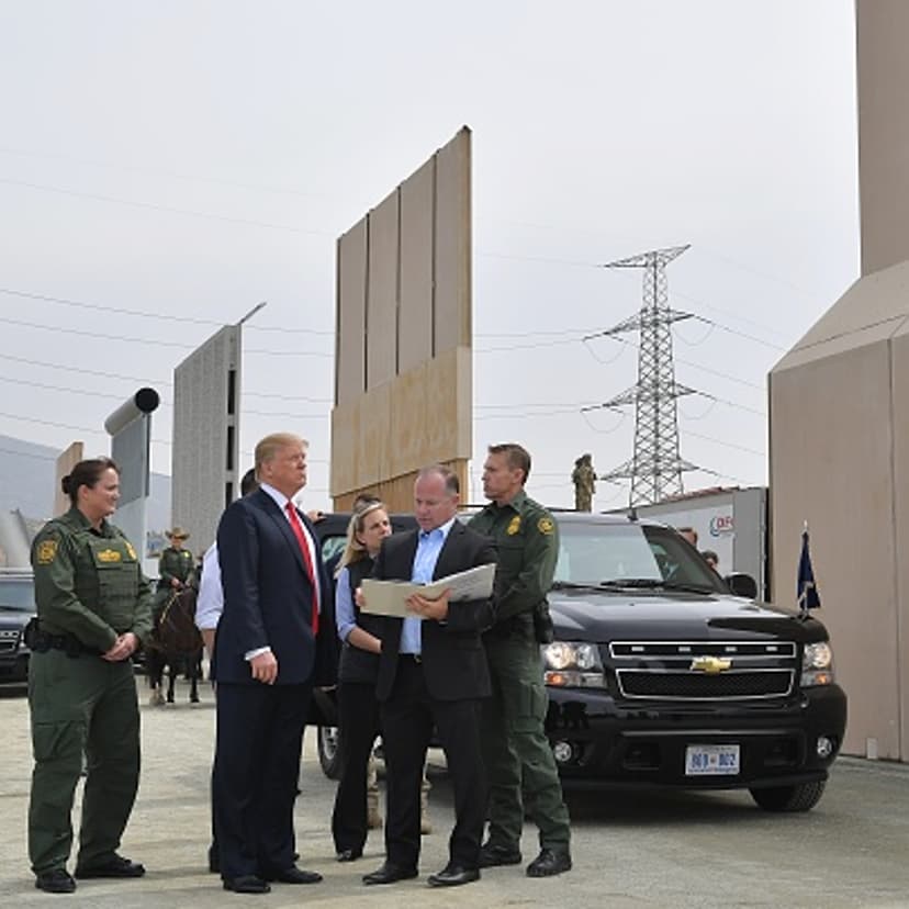 US President Donald Trump inspects border wall prototypes in San Diego, California on March 13, 2018.