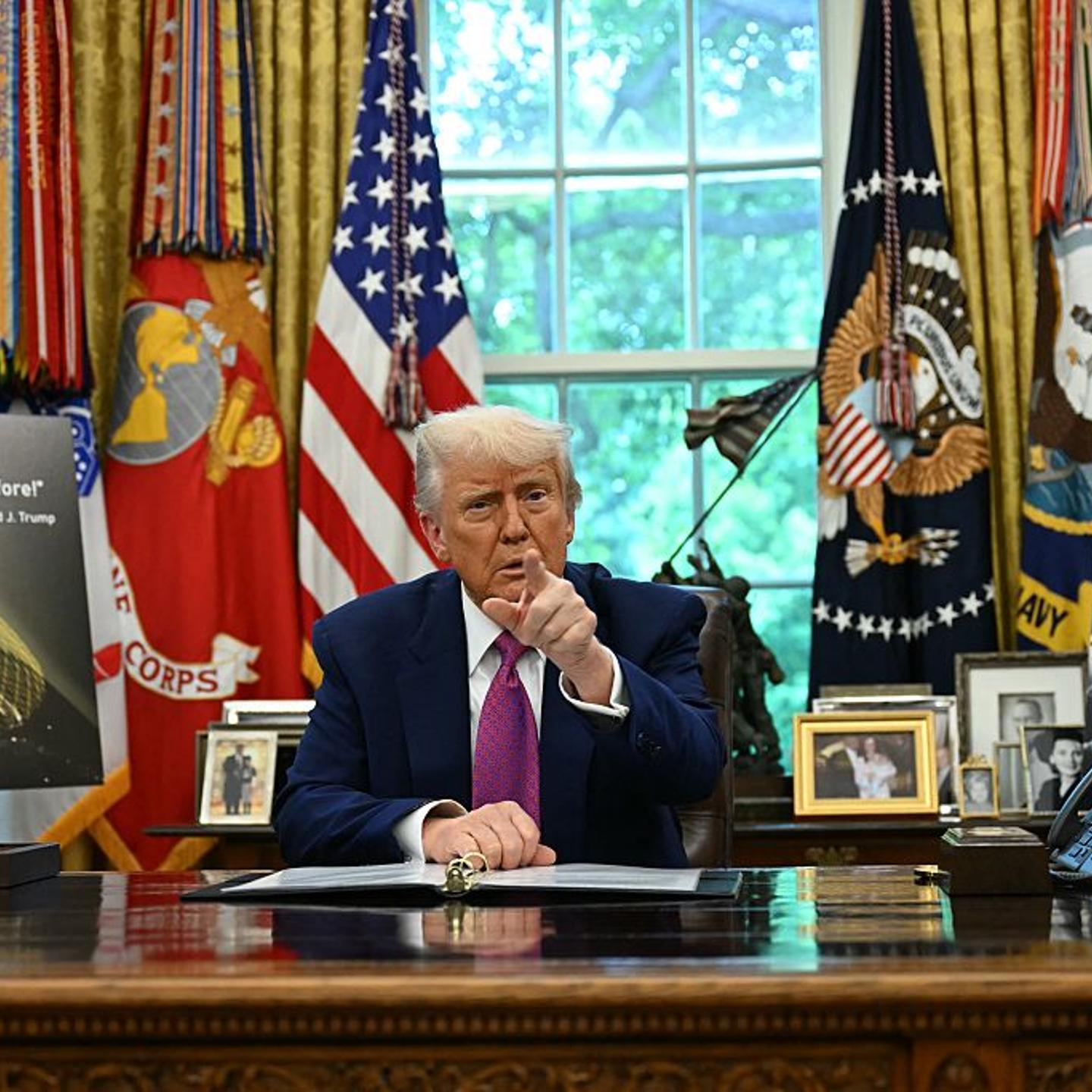 U.S. President Donald Trump speaks in the Oval Office of the White House in Washington, D.C. on May 20, 2025.