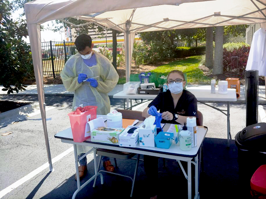 Since March, health clinic staff for Rosen Hotels &amp; Resorts have tested at least 500 workers for the coronavirus at its clinic and drive-thru testing site in Orlando, Florida. As of press time, 16 had tested positive. (Courtesy of Rosen Hotels &amp; 