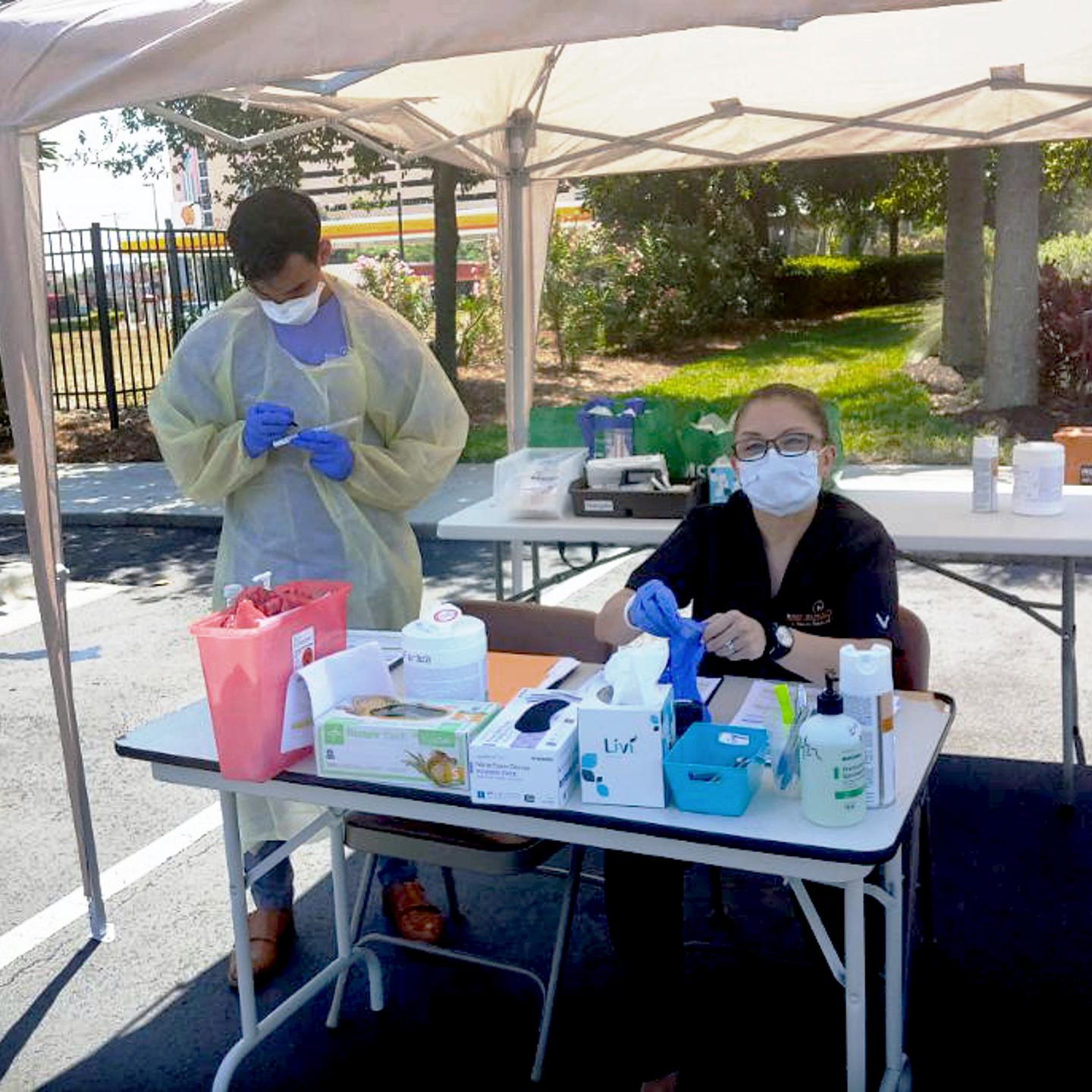 Since March, health clinic staff for Rosen Hotels & Resorts have tested at least 500 workers for the coronavirus at its clinic and drive-thru testing site in Orlando, Florida. As of press time, 16 had tested positive. (Courtesy of Rosen Hotels &