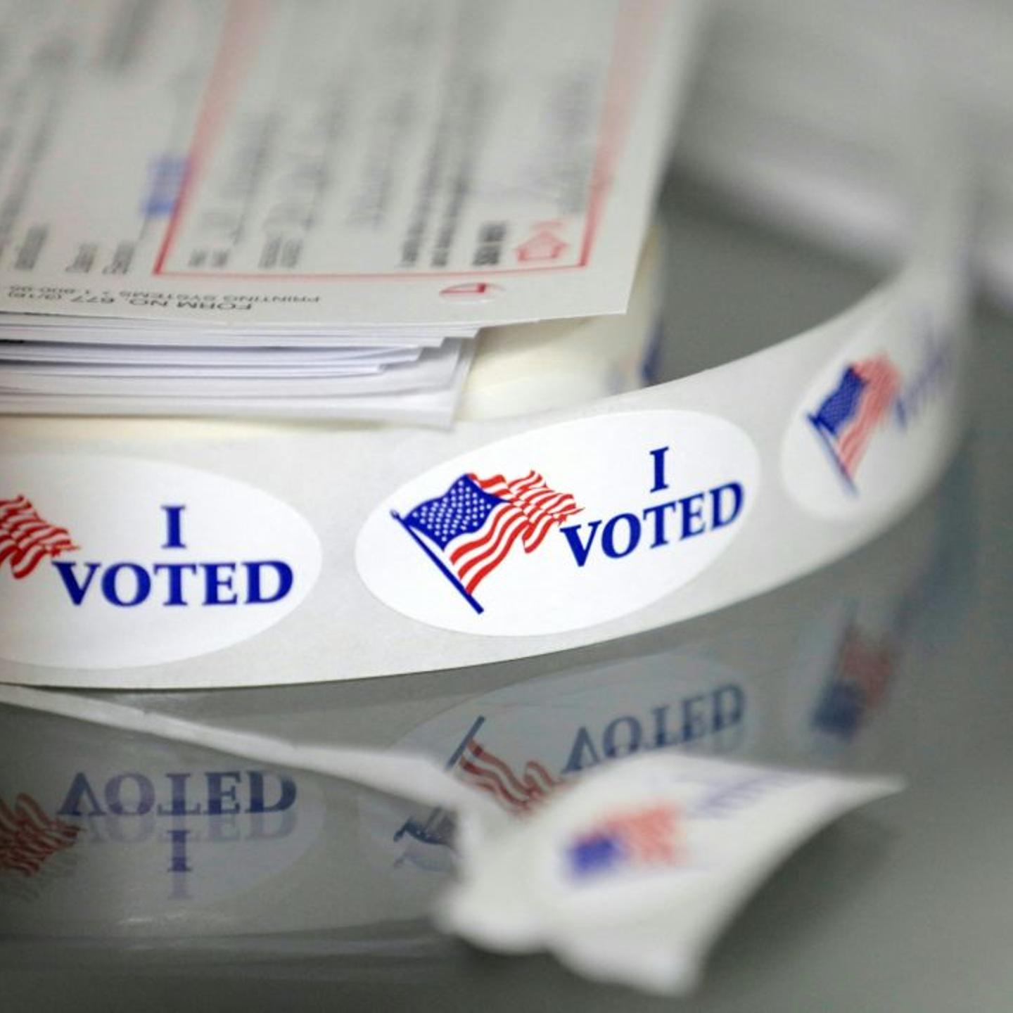 "I Voted" stickers at a polling station