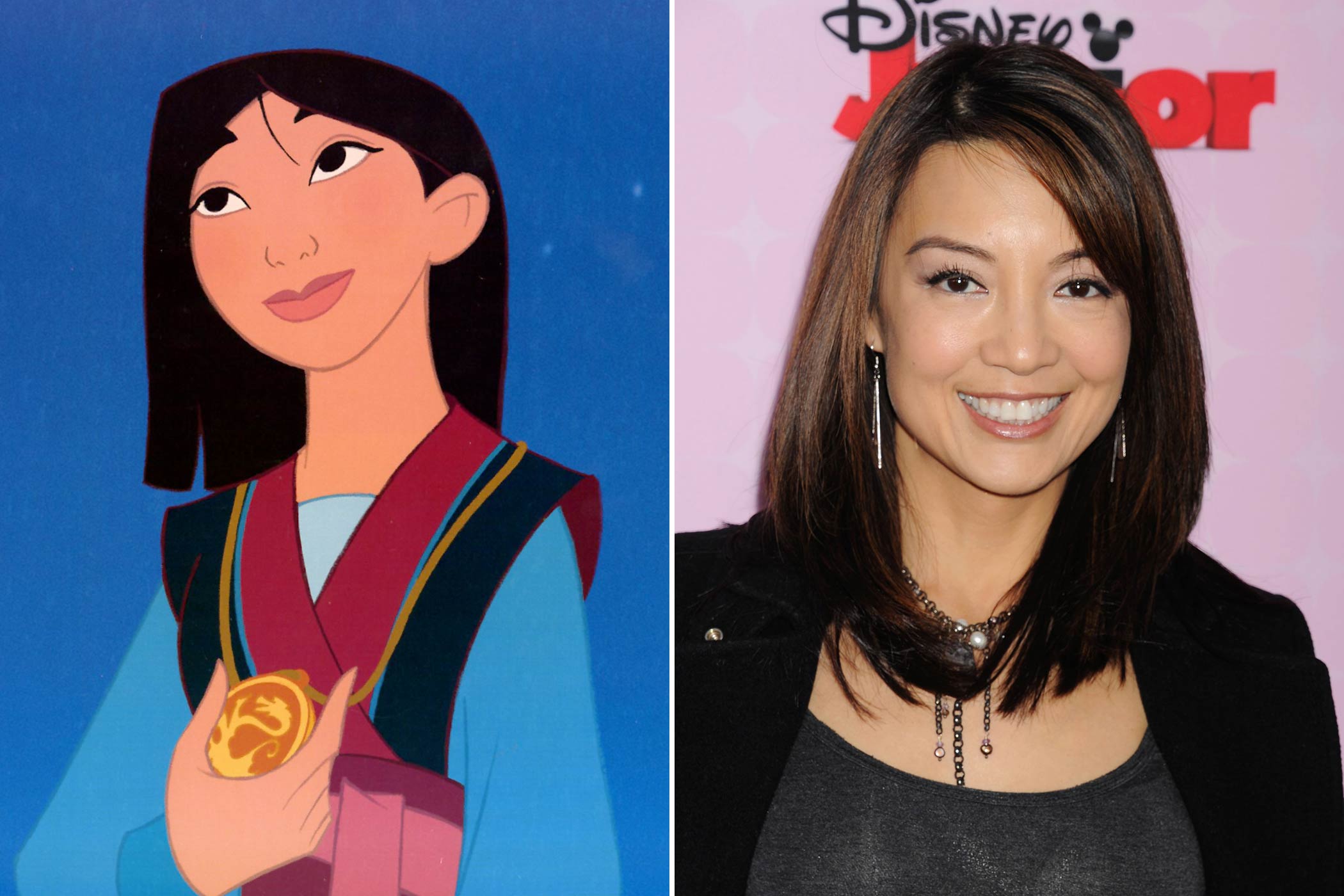 Mulan: Ming-Na Wen The Chinese-American actress made her television debut on Mister Rogers’ Neighborhood in 1985 as a Royal Trumpeter and starred in The Joy Luck Club as June Woo before she became the voice of Mulan. She currently plays Melinda May on Agents of S.H.I.E.L.D.