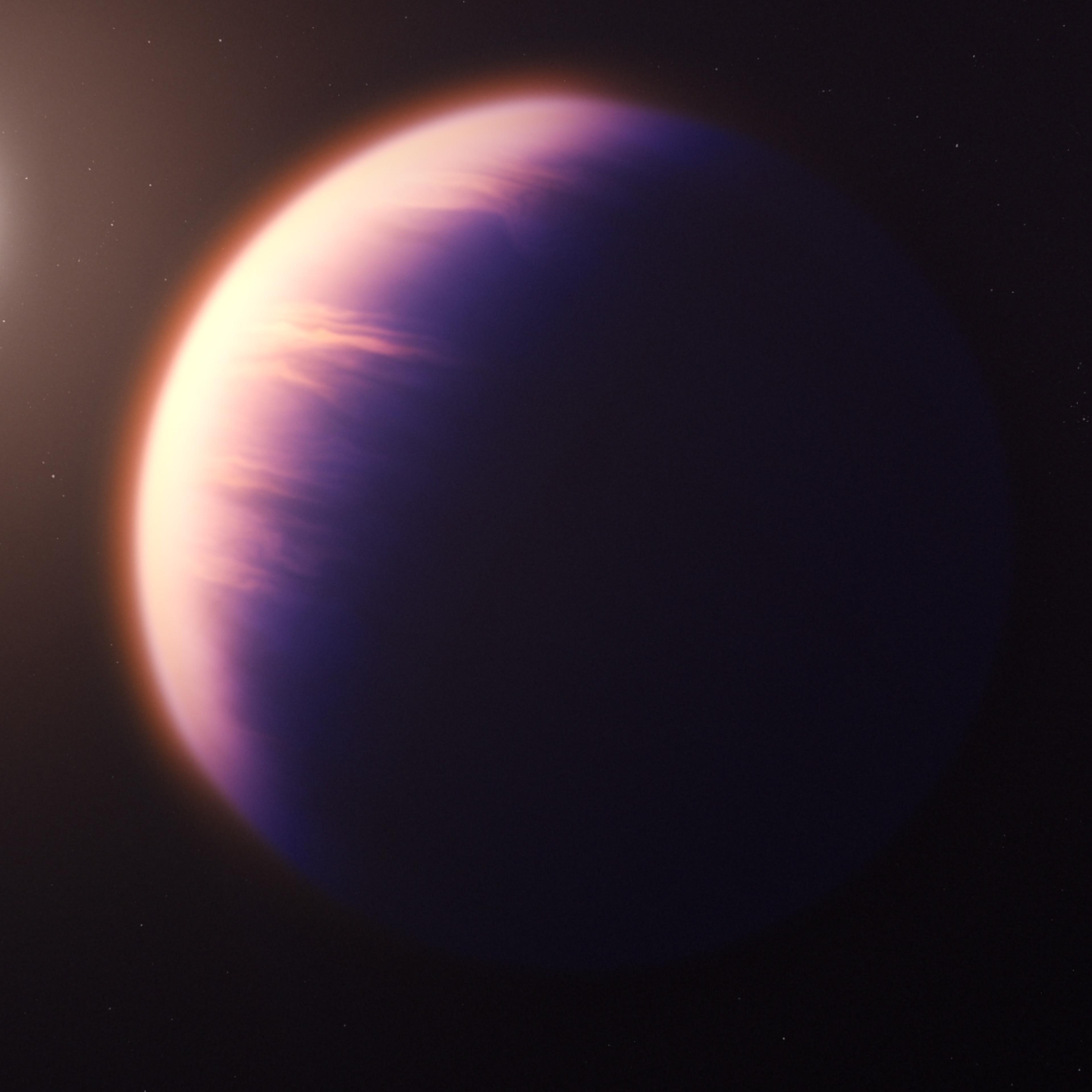 An artist's conception of the exoplanet WASP-39 b and its nearby parent star