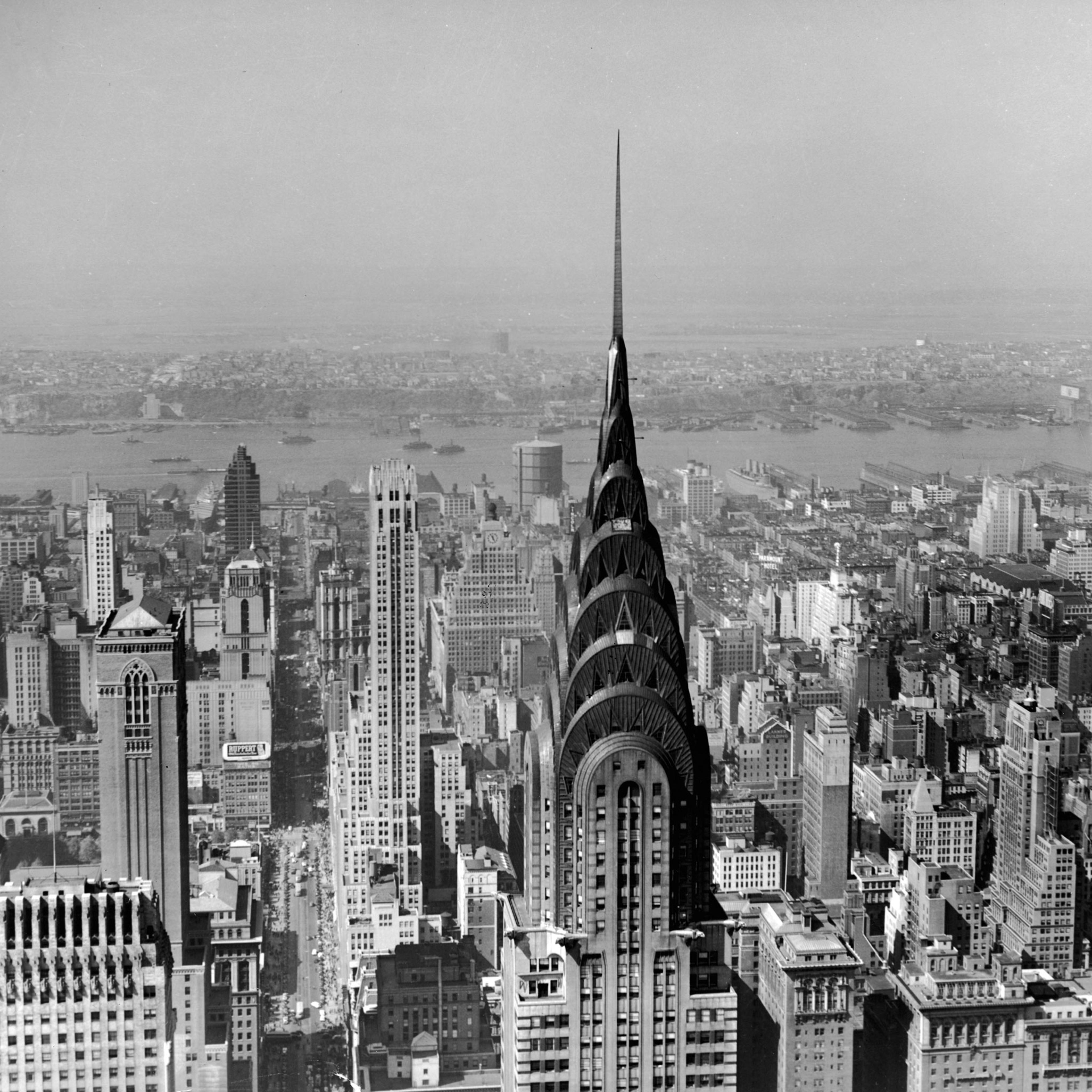 View of Midtown Manhattan looking west along 42nd Street with the Chrysler Building, 1930.