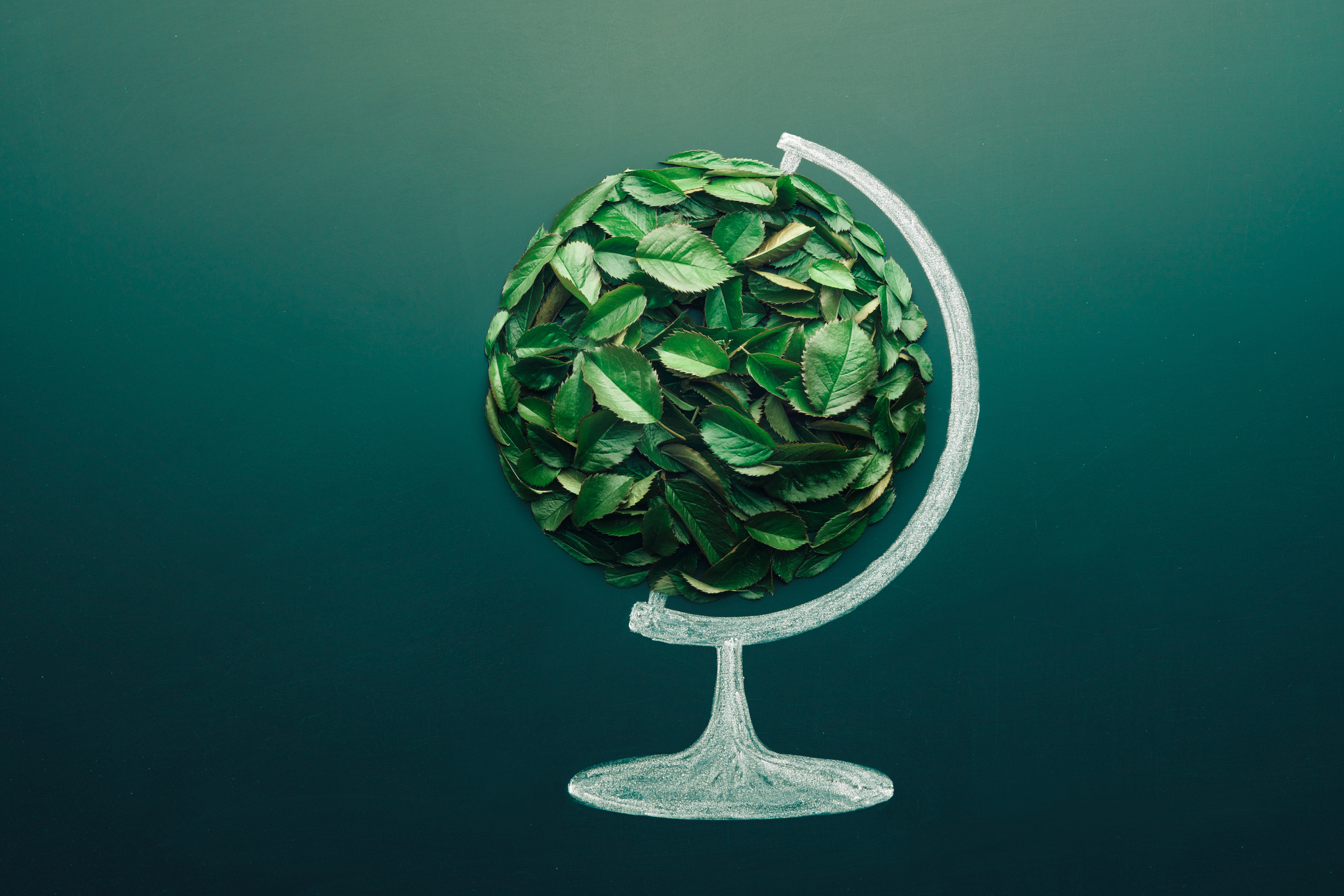 Globe earth eco concept. Earth world environment day symbol. Copy space. Minimal nature idea to artwork design