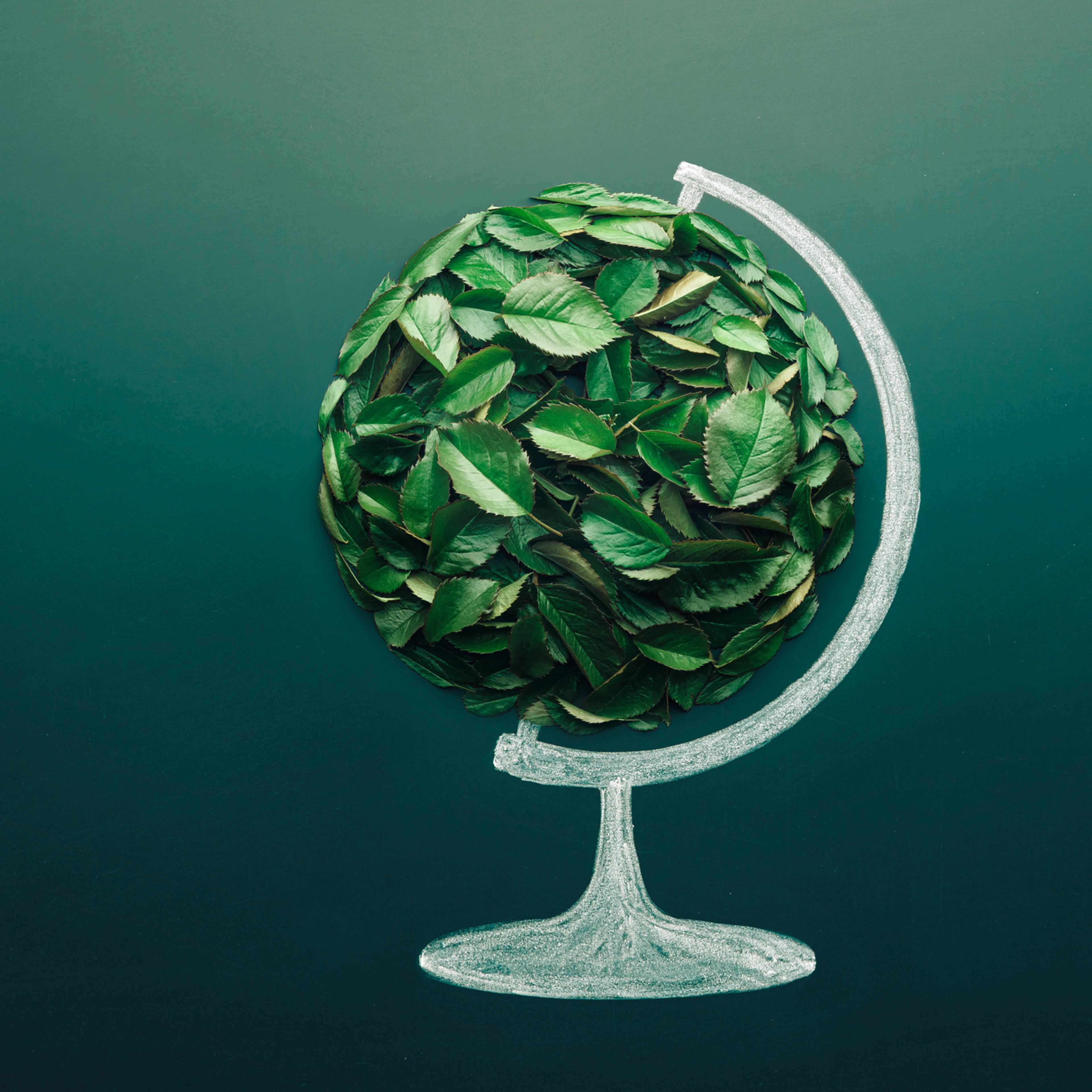 Globe earth eco concept. Earth world environment day symbol. Copy space. Minimal nature idea to artwork design