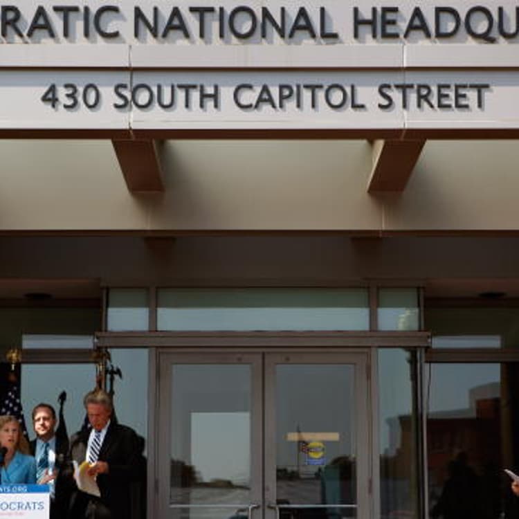 Democratic National Committee Vice Chairwoman Rep. Debbie Wasserman Schultz (D-FL) (2nd L) delivers remarks while responding to the House Republican's unveiling of their "Pledge to America" with (L-R) Rep. Robert Andrews (D-NJ), Rep. Jared Polis (D-CO) a