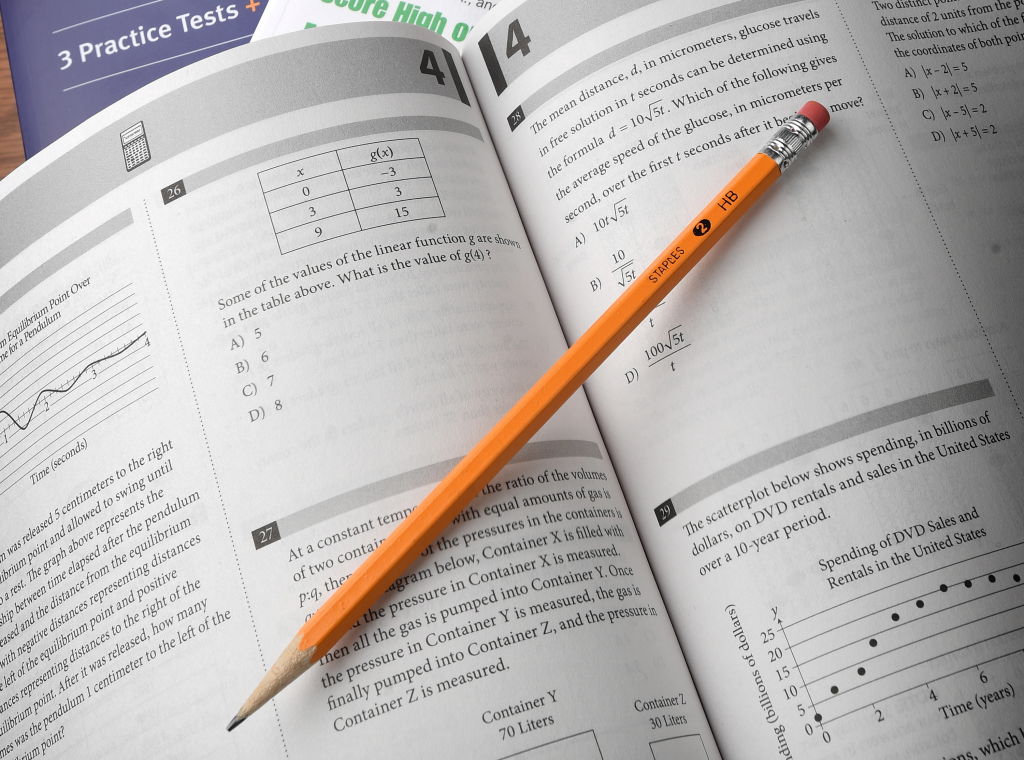 Page from SAT test preparation book