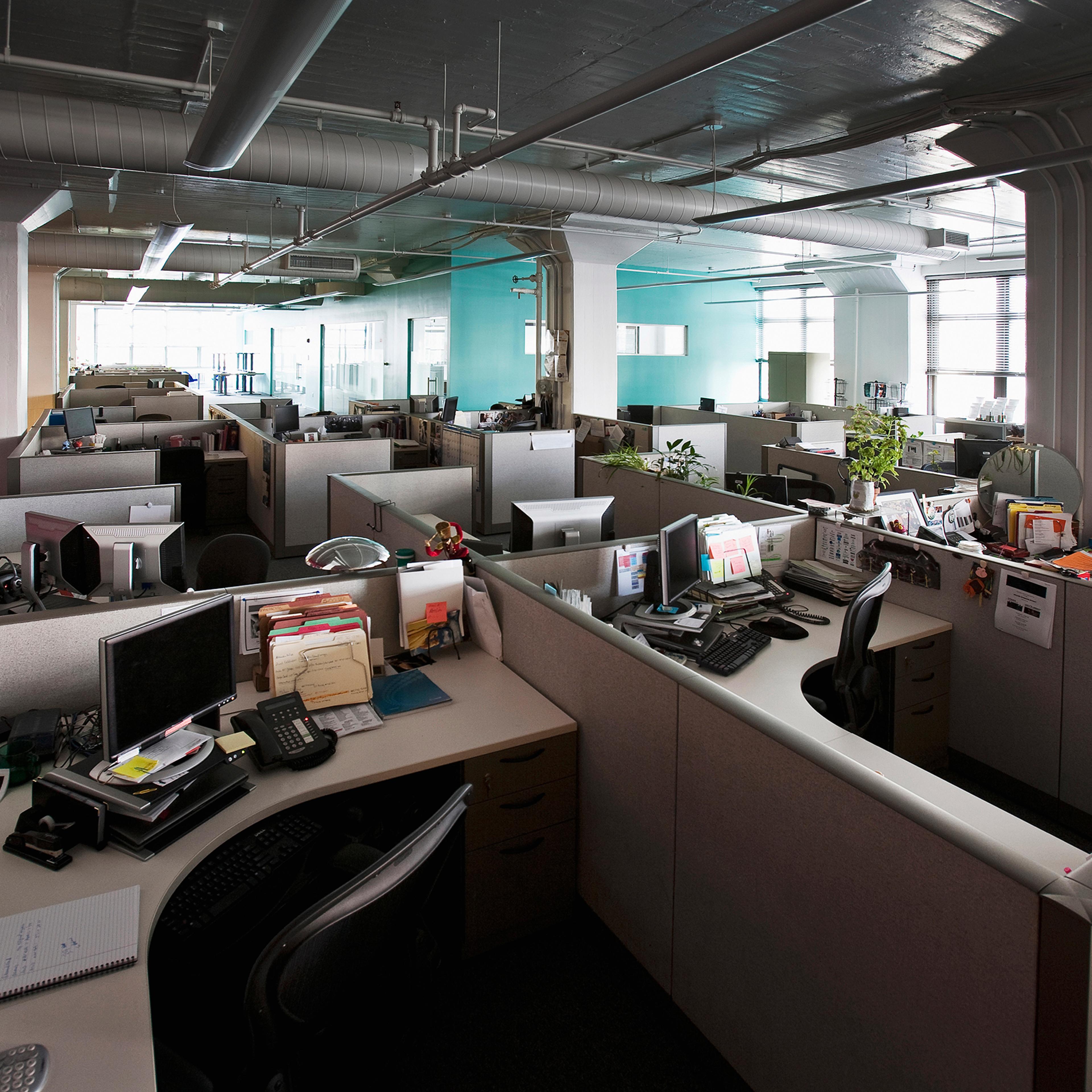 Empty cubicles in office
