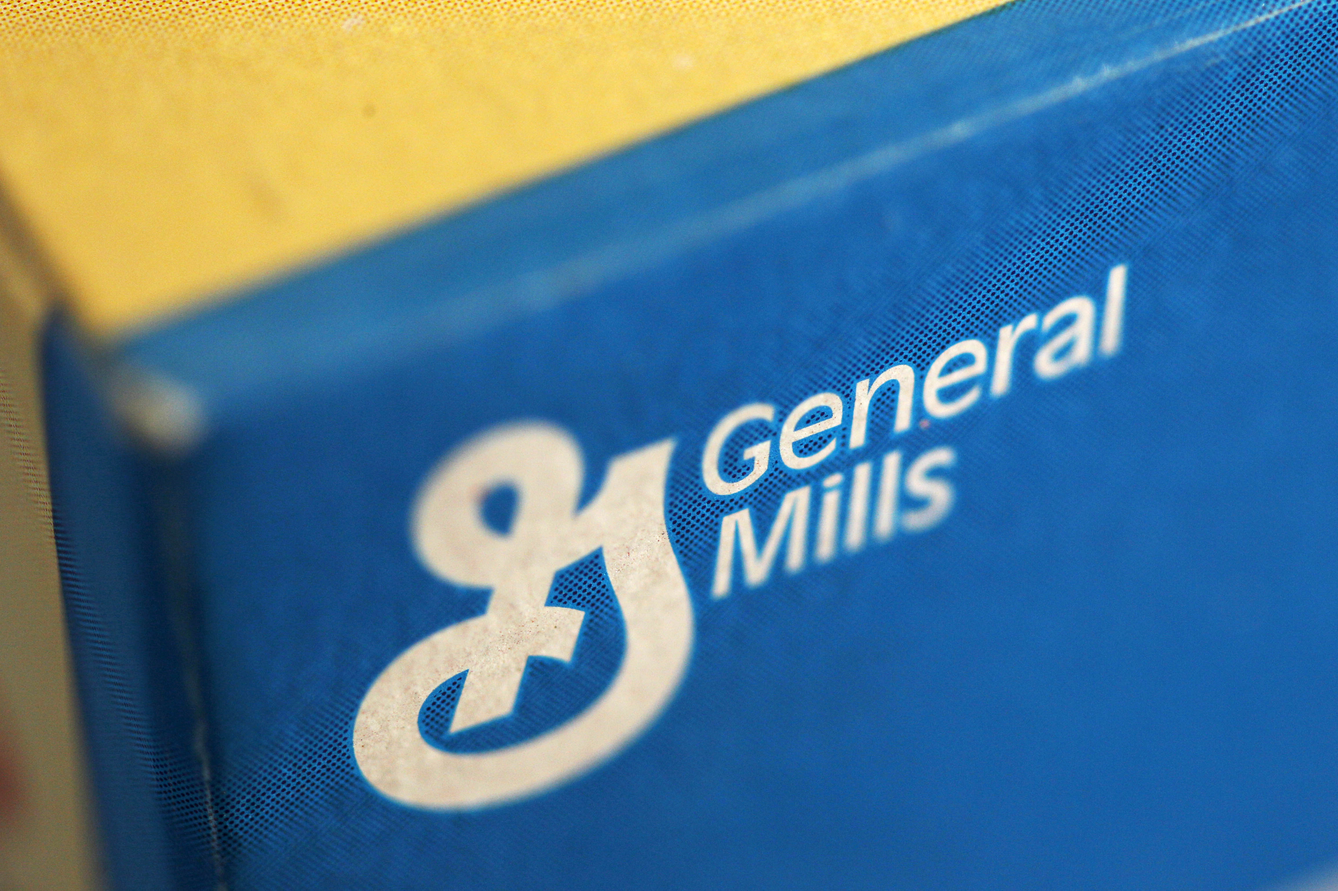 General Mills logo on a cereal box.