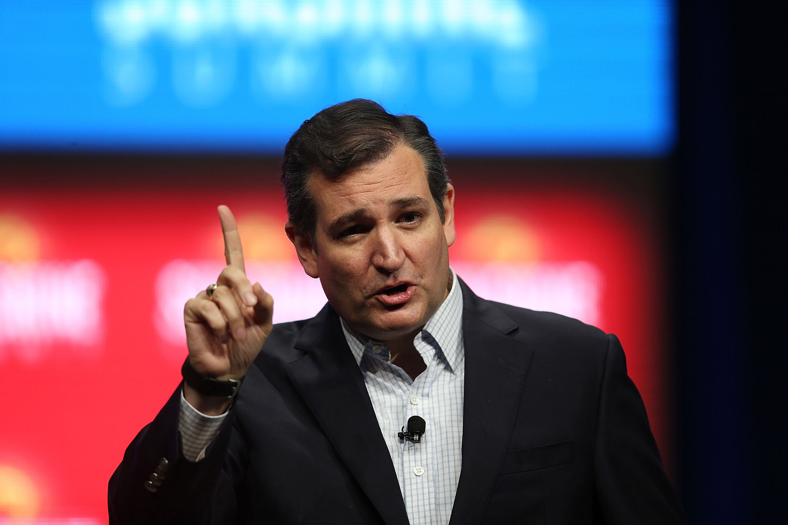 ORLANDO, FL - NOVEMBER 13: Republican presidential candidate Sen. Ted Cruz (R-TX) speaks during the Sunshine Summit conference being held at the Rosen Shingle Creek on November 13, 2015 in Orlando, Florida. The summit brought Republican presidential cand
